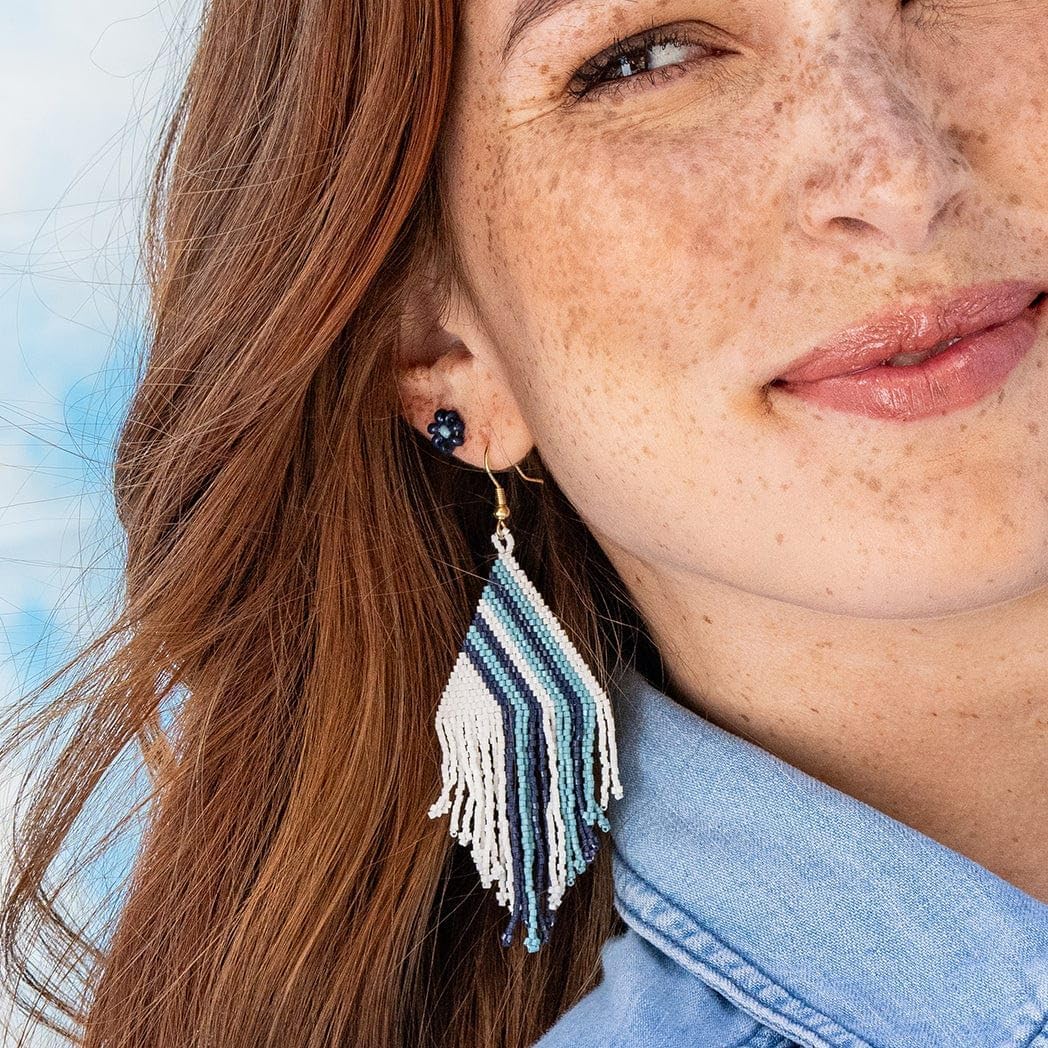INK+ALLOY Game Day Earrings for Women, Luxe Beaded Fringe Earrings for Football Gameday Outfits, Handmade Jewelry for College Students, Team Gifts, Teachers, Football Moms