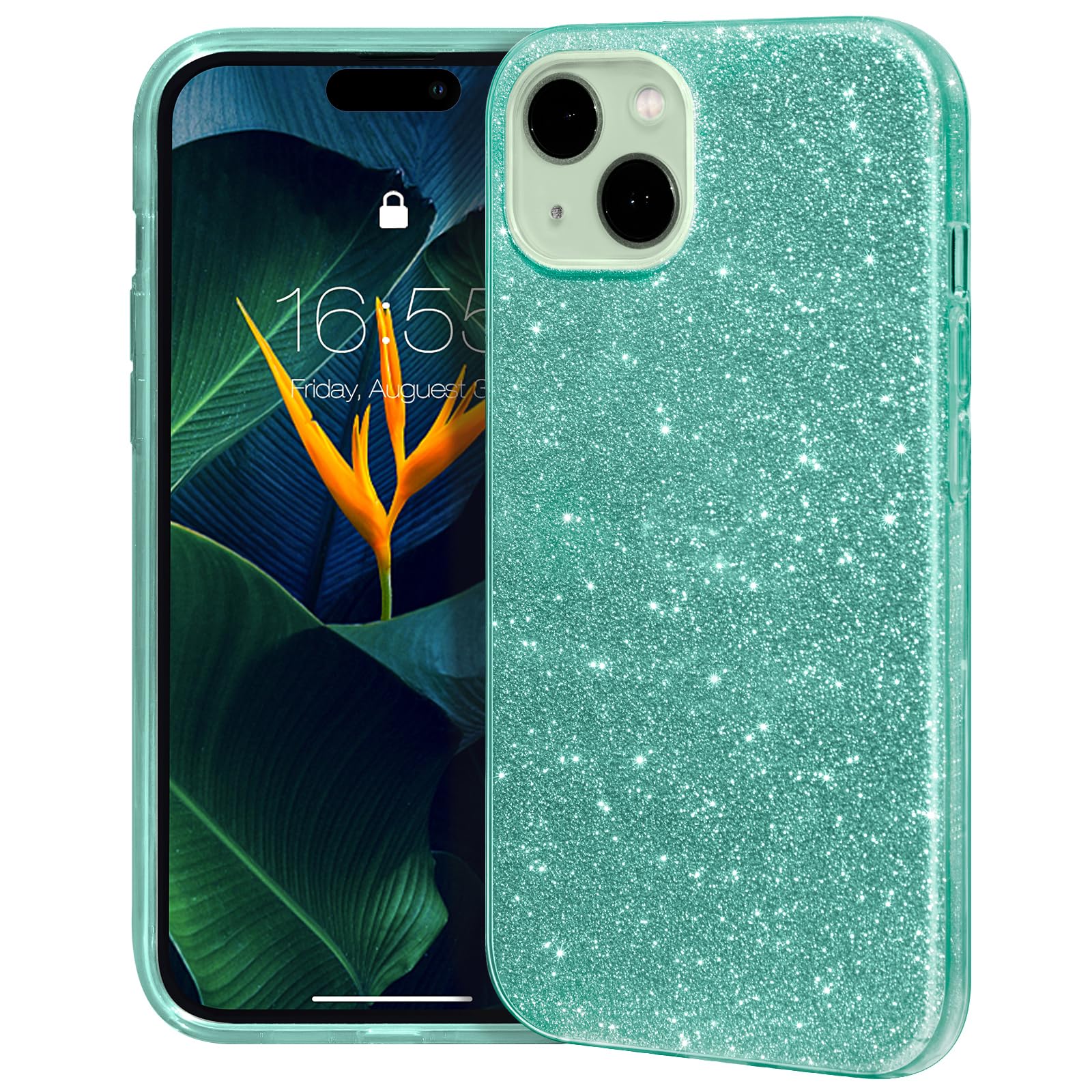 MATEPROX Compatible with iPhone 15 Plus Case Bling Sparkle Cute Girls Women Protective Cases Cover for iPhone 15 Plus 6.7" 2023-Green