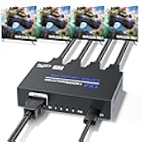 BolAAzuL 1x4 HDMI Splitter 4K 1 in 4 Out HDMI Splitter' Hub Audio Video Distributor Box 4 Way HDMI Duplicator Adapter with Power for 4 Monitors Mirror Display Multi-Screen for TV PS3 PC DVD Projector