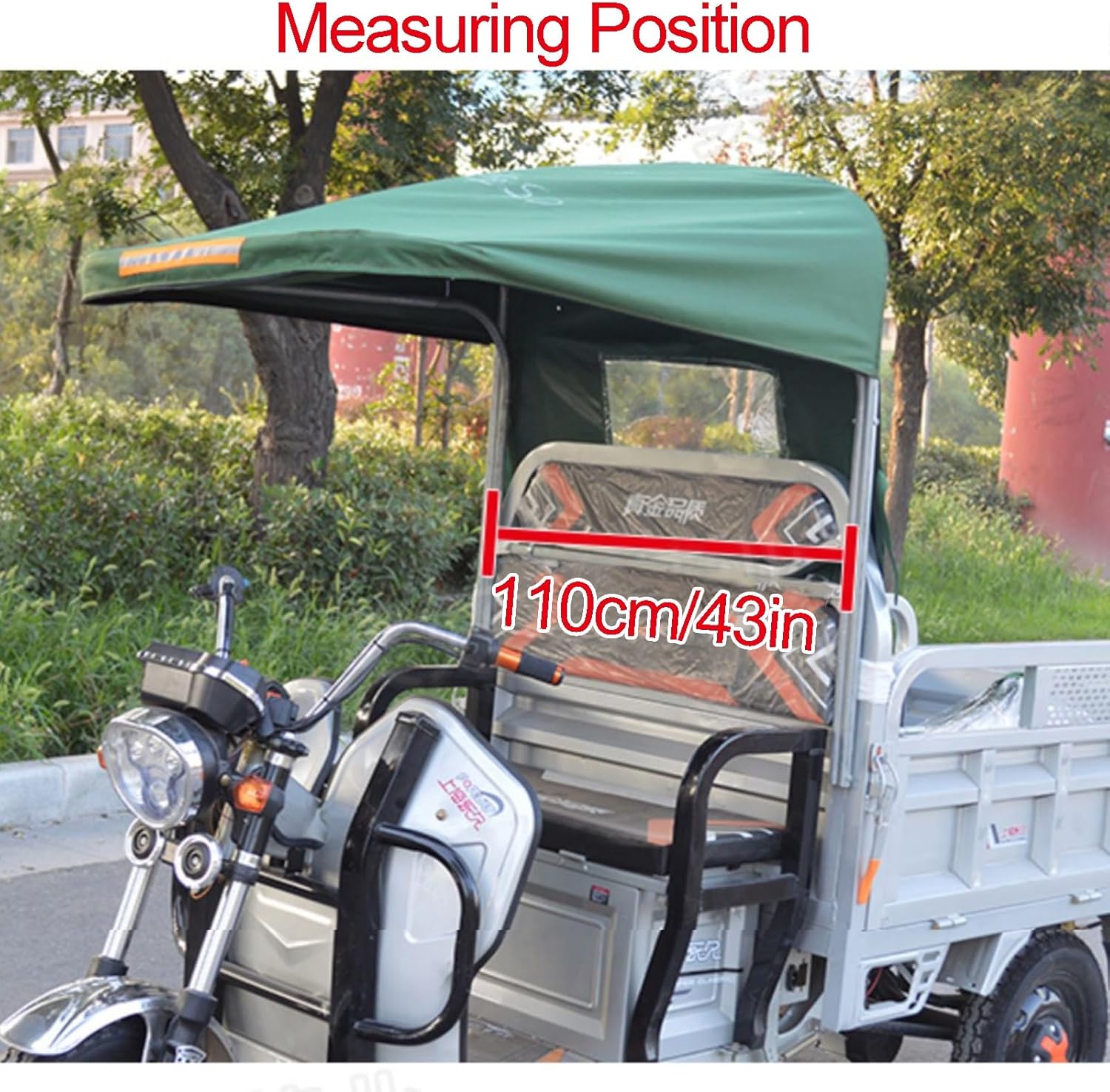 Windproof Electric Tricycle Cover, Reflective Sanbengzi Canvas Awning, Tricycle Frame Canopy, Rain Sun Snow Proof (Size : 110cm/43in)