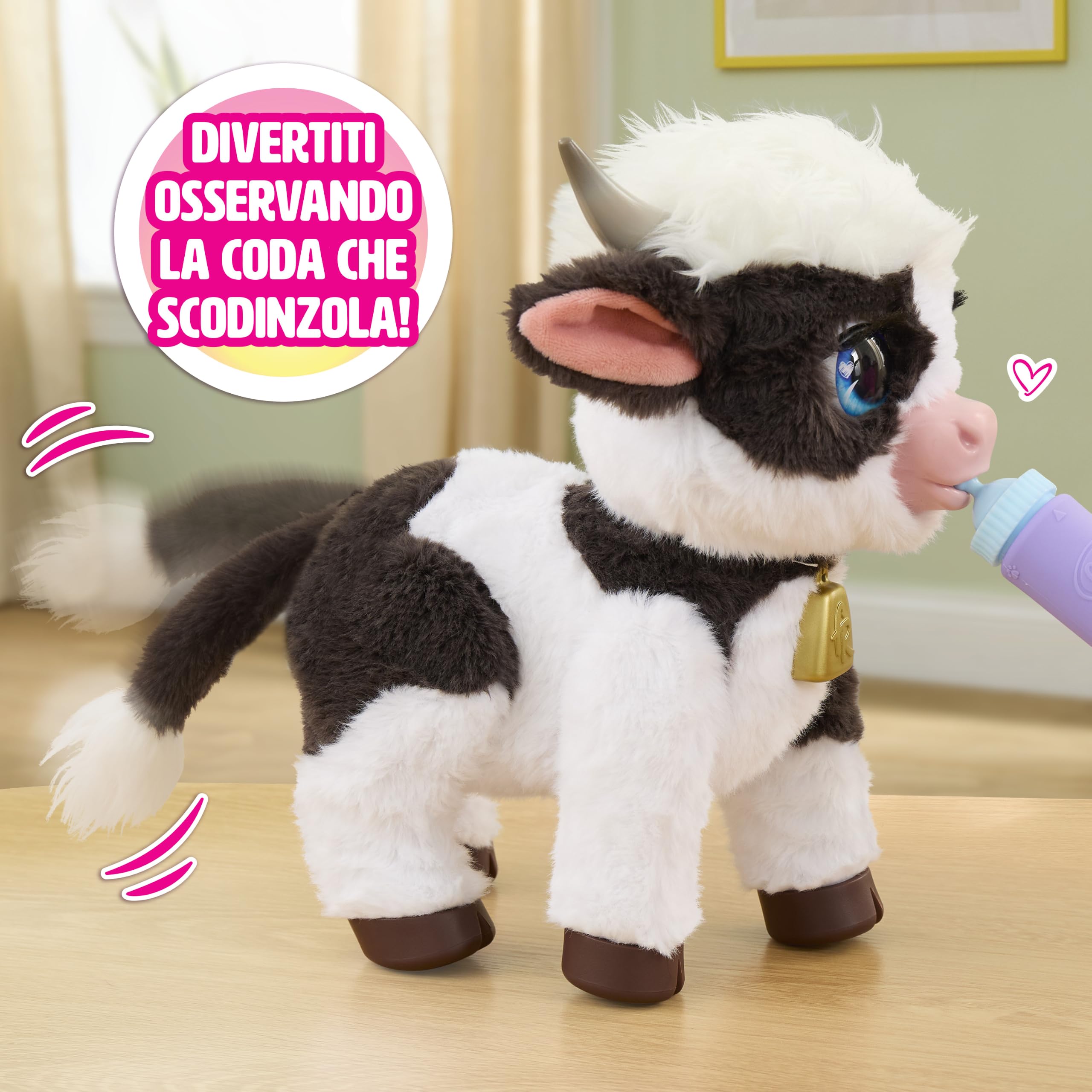 furReal Riley la mucca Feed & Follow – Peluche interattivo