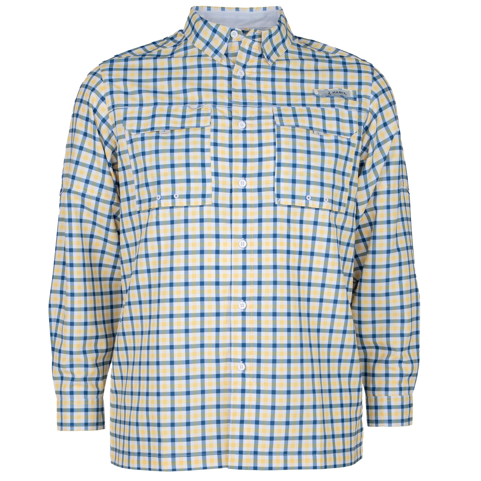 HABIT Men's Fourche Mountain Shirt Long Sleeve River Guide Fishing Shirt - UPF 40+ UV Proections (Tackle Plaid Ensign Blue-new, Medium)
