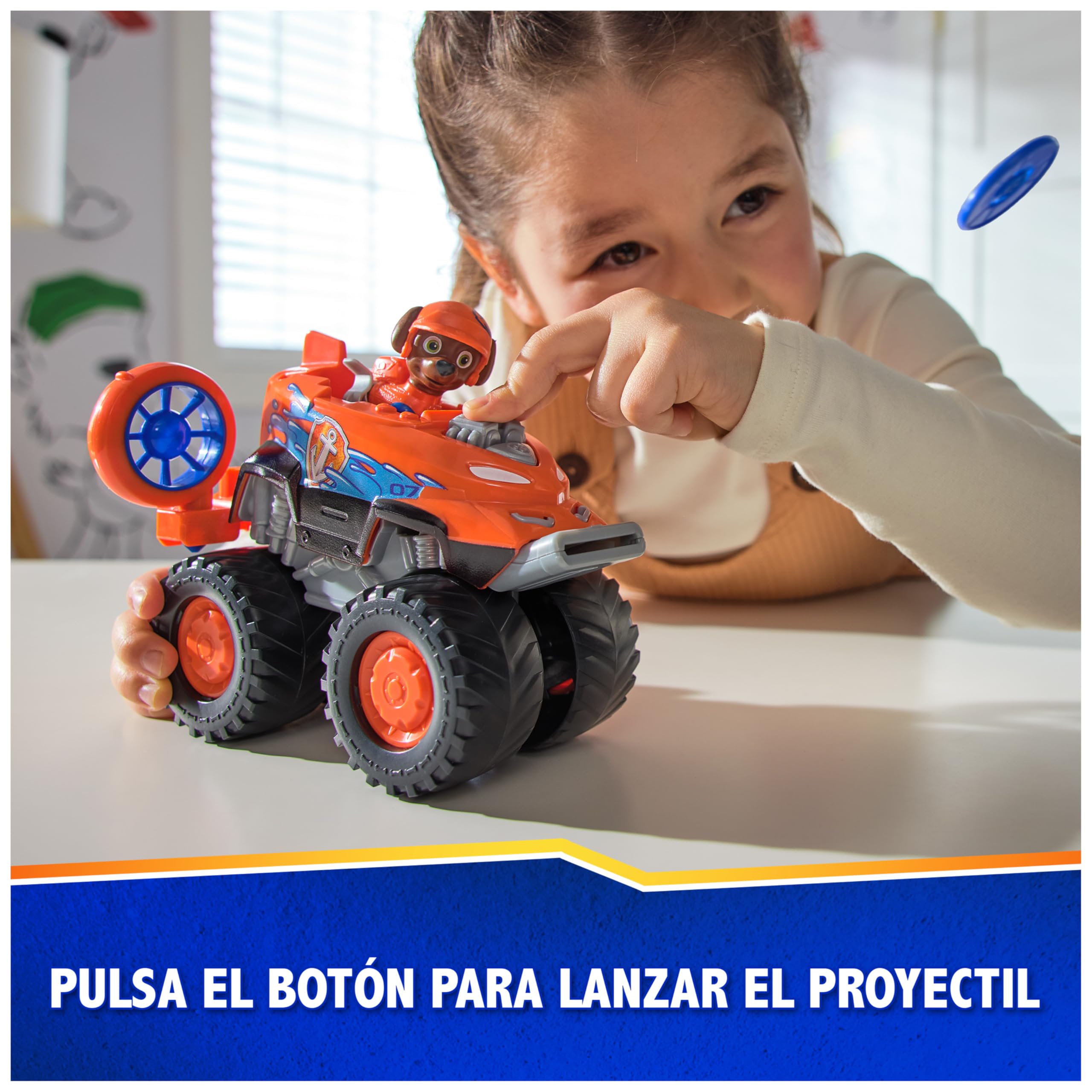 Paw Patrol Patrulla Canina - Pack Figura Zuma Rescue Wheels y Vehículo Aerodeslizador Lanza Proyectiles - Patrulla Canina Juguetes - Juguetes Niños 3 años + - Regalo Niño 3 años
