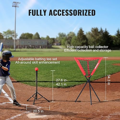 Miniatura 6 de VEVOR - Red de práctica de sóftbol, red portátil de entrenamiento de béisbol para batear, batear, atrapar, lanzar, equipo de respaldo con marco de