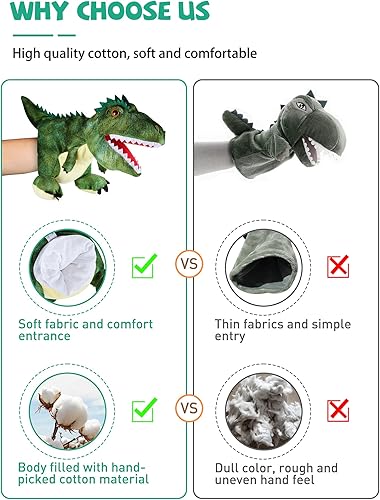 Miniatura 6 de Juguetes de peluche de dinosaurios, títeres de mano de dinosaurio, juguetes para niños, animales de peluche, juegos interactivos para niños y niñas