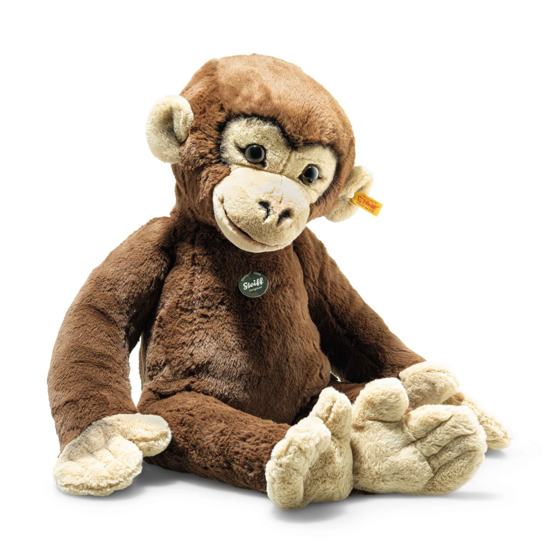 Steiff Kuscheltier Teddies for Tomorrow Jocko Schimpanse, Süßes Stofftier, Kinder, Jungen & Mädchen, Plüschtier 70 cm, Braun, 060465