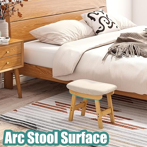 Miniatura 4 de Taburetes otomanos, taburete pequeño para pies y reposapiés, taburete de madera, reposapiés para sofá, asiento adicional para sala de estar,