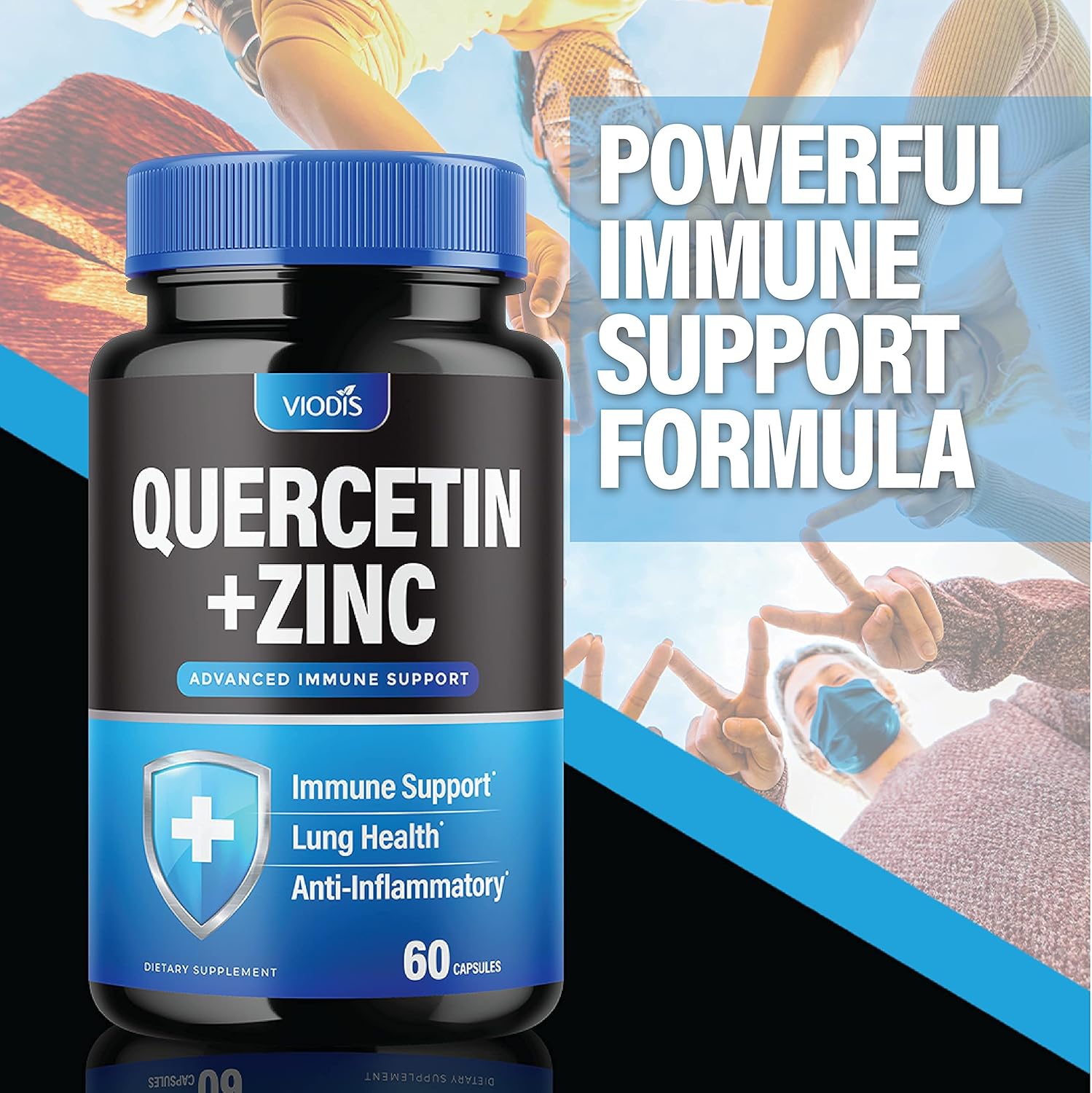 (2 Pack) Quercetin 500mg with Zinc - Immune System Booster, Lung Support Supplement for Adults Kids - Immunity Defense (120 Capsules) : Health & Household