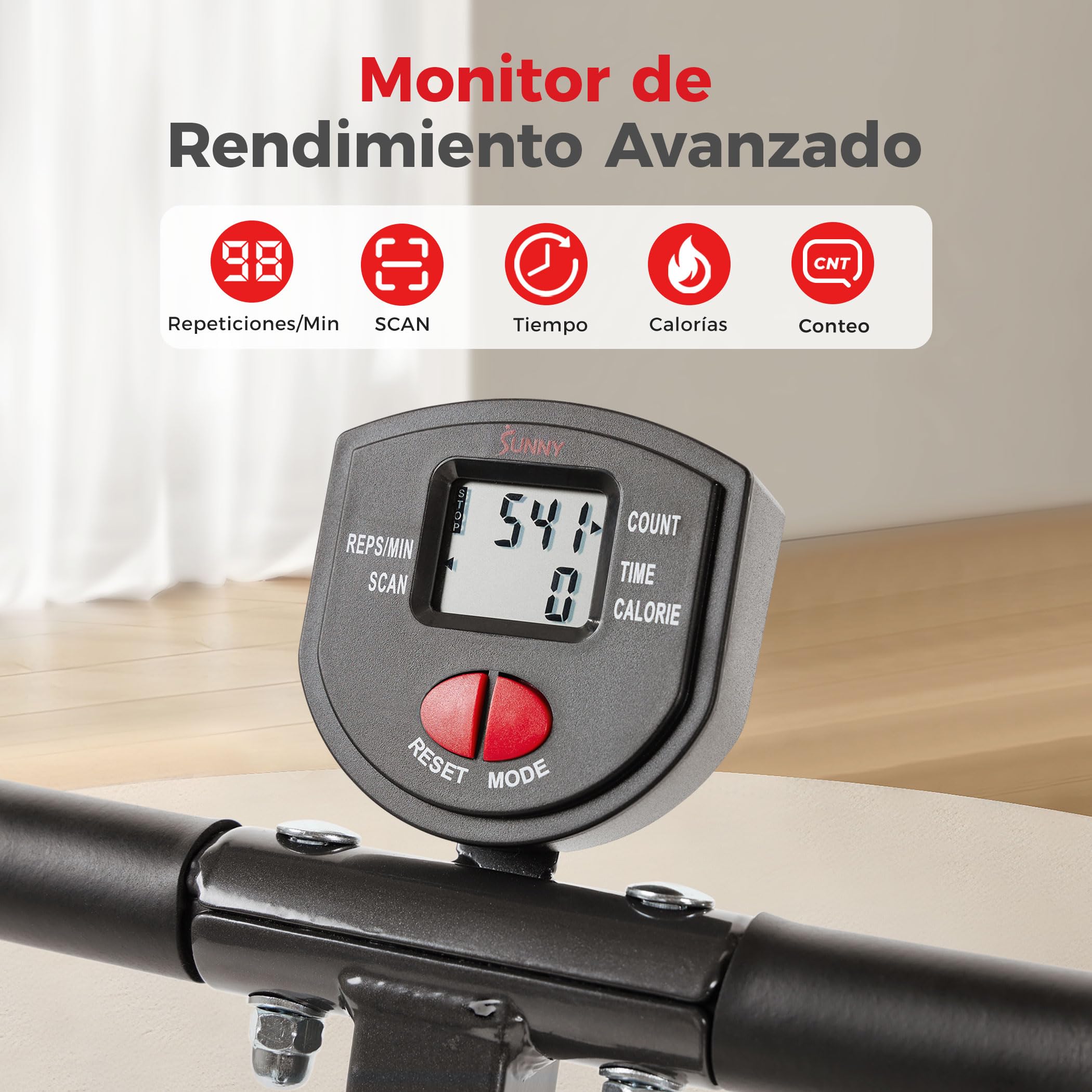 Sunny Health & Fitness Row-N-Ride Entrenador de Asistencia para Sentadillas, Equipo de Ejercicio Plegable en Casa con Resistencia Ajustable para Brazo, Glúteo y Pierna, Opcional SunnyFit APP Gratuita