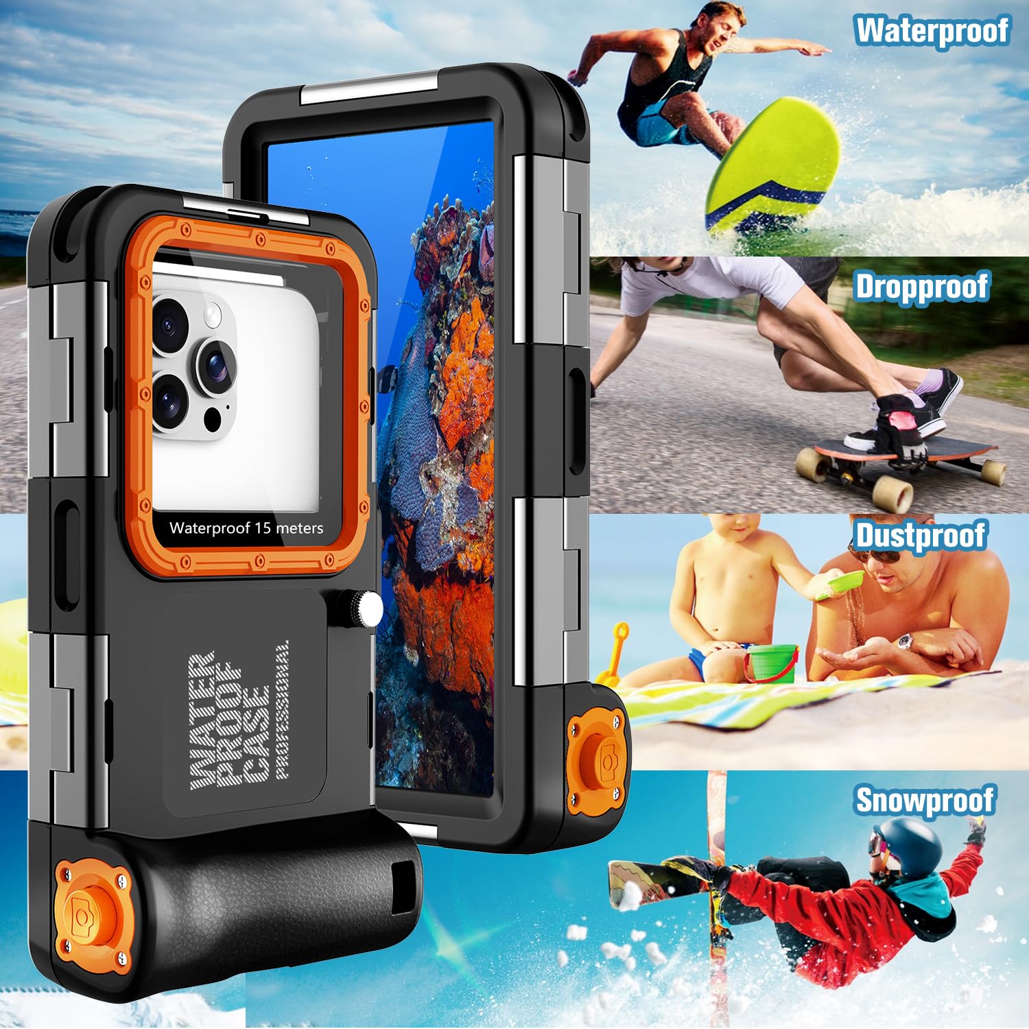 Custodia Impermeabile Smartphone IPX8 Porta Custodia Cellulare Impermeabile Universale Custodia Subacquea Sacchetto per iPhone 17 Air 16e 13 14 15 16 17 Pro 13 14 15 16 Plus 13 14 15 16 17 Pro Max