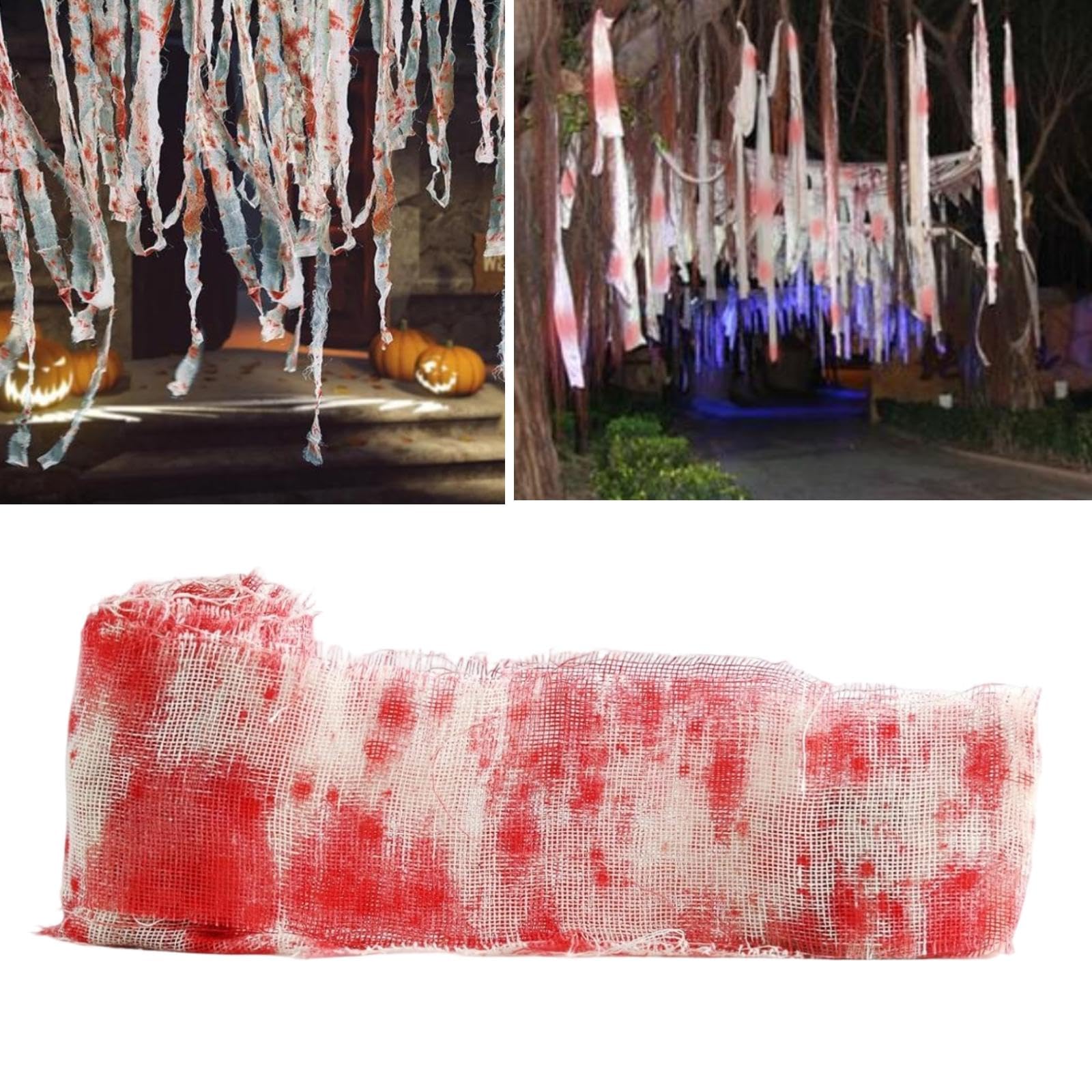 6X Décoration Effrayante en Tissu pour Halloween, Déguisement de Momie et Terrifiante, Maquillage de Momie.