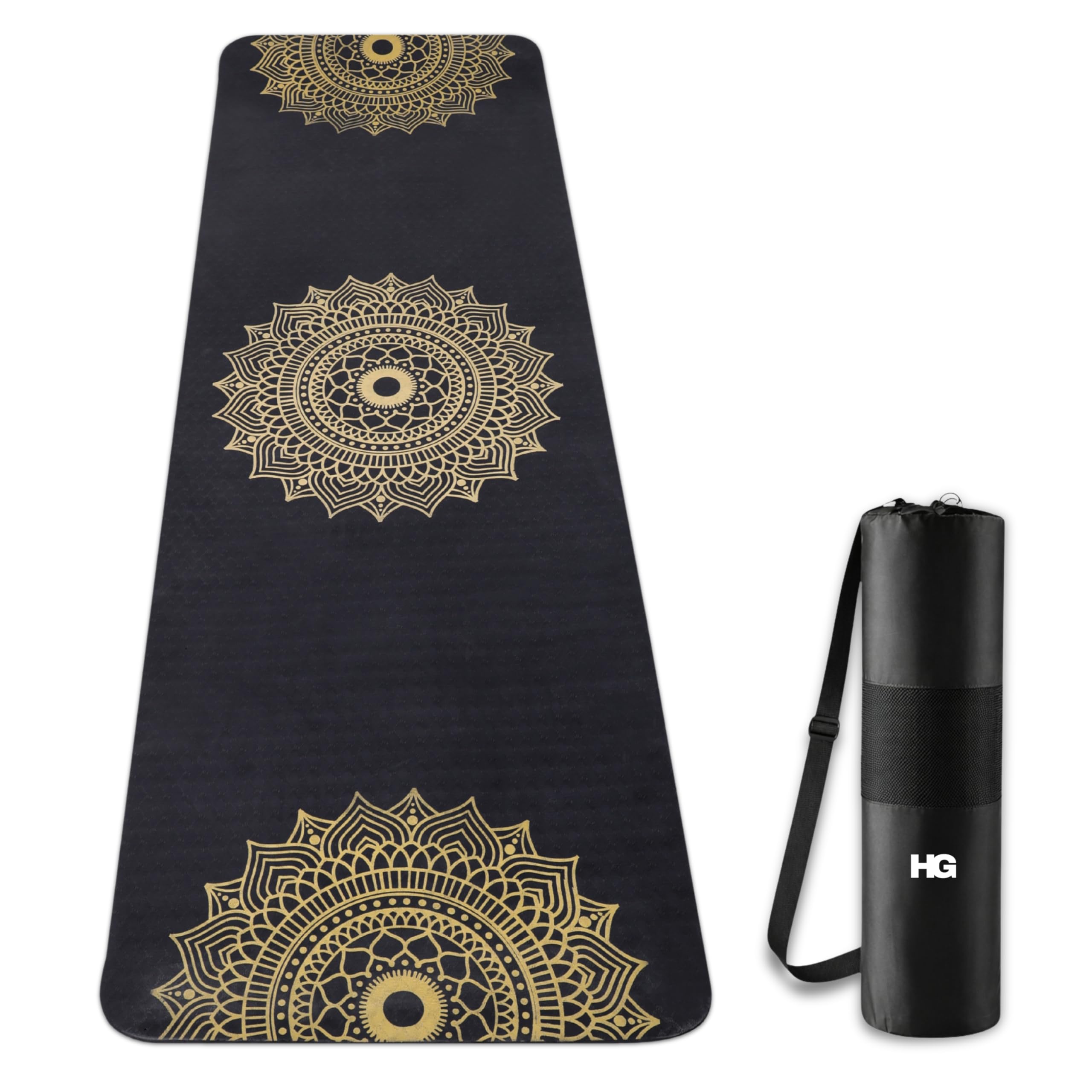 Printed Yoga Mat with Carry Bag for Men & Women | Premium Mandala Design Non-Slip TPE Exercise & Fitness Mat | Enhanced Comfort & Stability for Yoga, Stretching, Meditation & Daily Workouts (8mm, Classic Black)-image-49