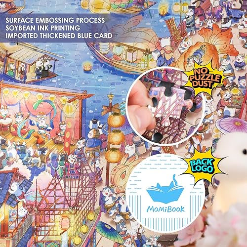 Miniatura 3 de MOMIBOOK - Rompecabezas de 1000 piezas para adultos, de Vintage Village Town, divertido, con imagen de pintura, alivia el estrés, previene la