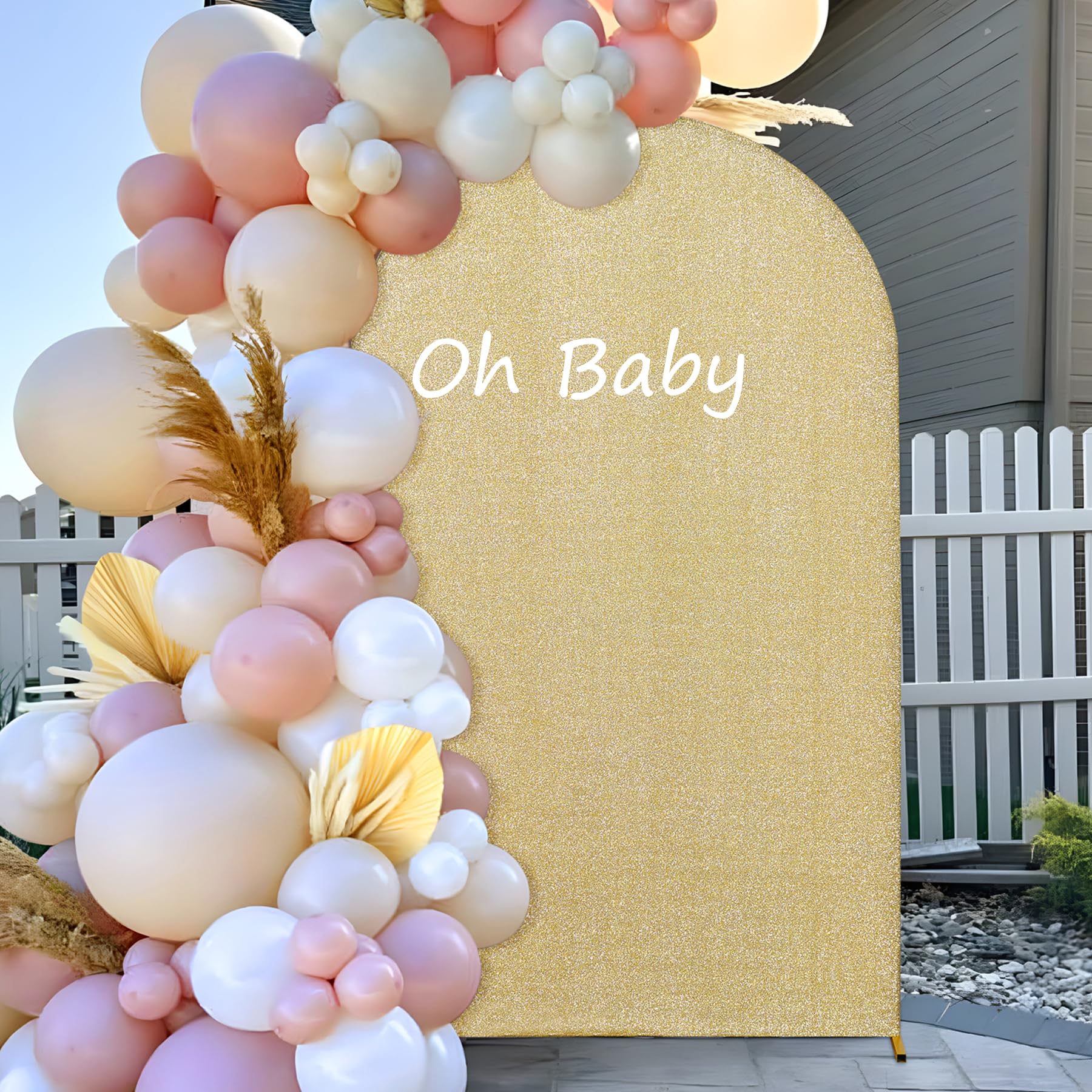 Wokceer Set di 3 supporti per sfondo ad arco per matrimonio, 2,8 m, 2,2 m, 2,6 m, in metallo dorato, per cerimonie di nozze, baby shower, feste di