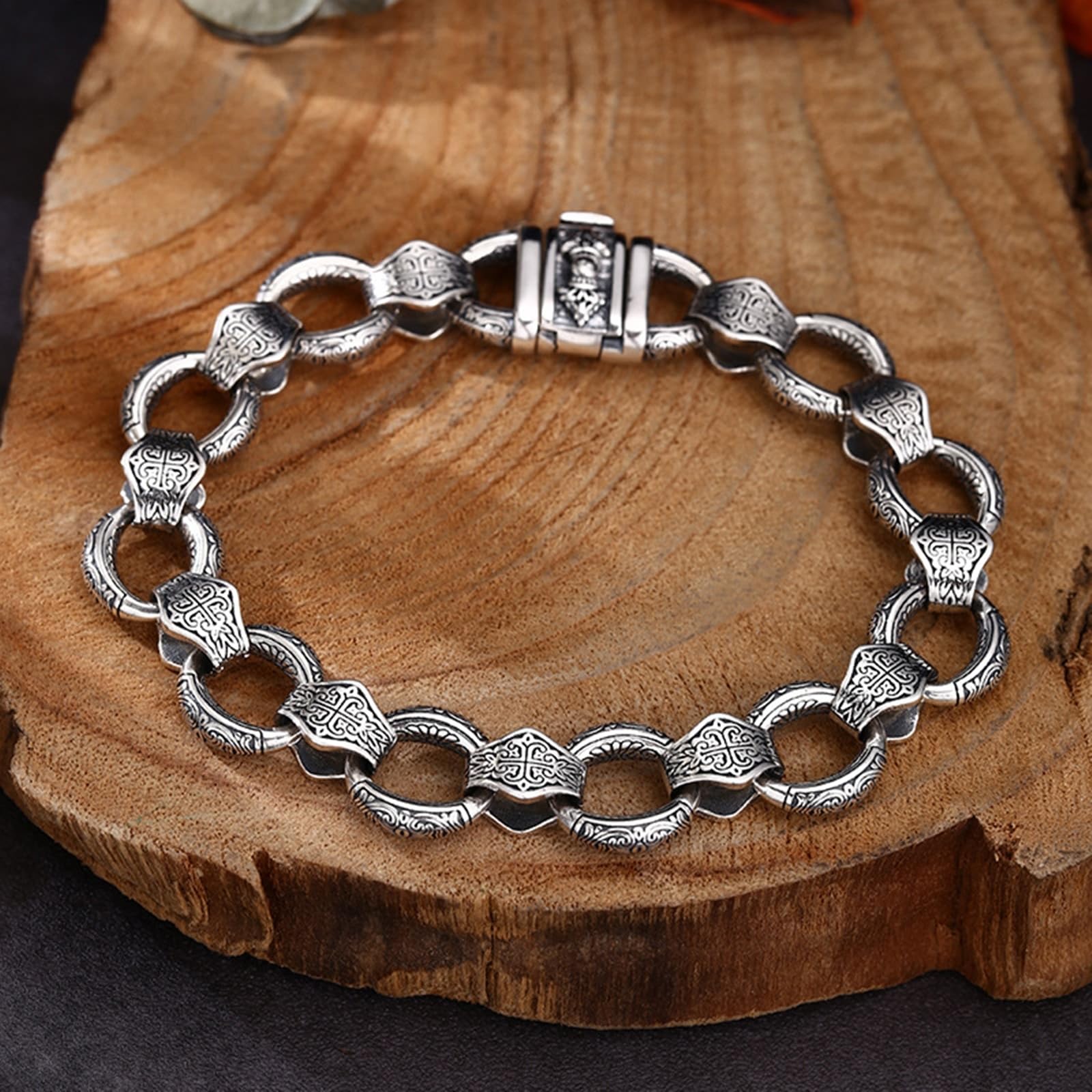 Herren Armbänder 925er Silber Kreis Vintage Armreifen