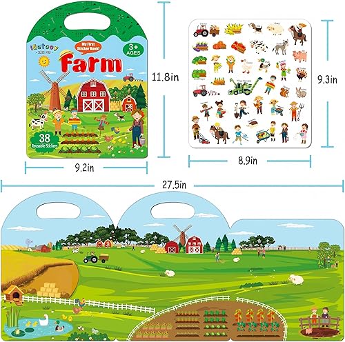 Miniatura 9 de Libros de calcomanías reutilizables para niños pequeños de 1 a 3 años, calcomanías de granja para niños, calcomanías para niños pequeños de 3 años