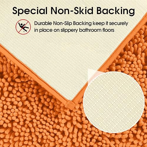 Miniatura 6 de HomeIdeas juego de 3 alfombras de baño, incluye alfombrilla de inodoro en forma de U, alfombrilla de baño y cubierta para tapa de inodoro, lavables