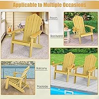 Vista 9 de Giantex Silla Adirondack para exteriores, sillas de patio de gran tamaño con portavasos oculto, veta de madera realista, capacidad de peso de 380