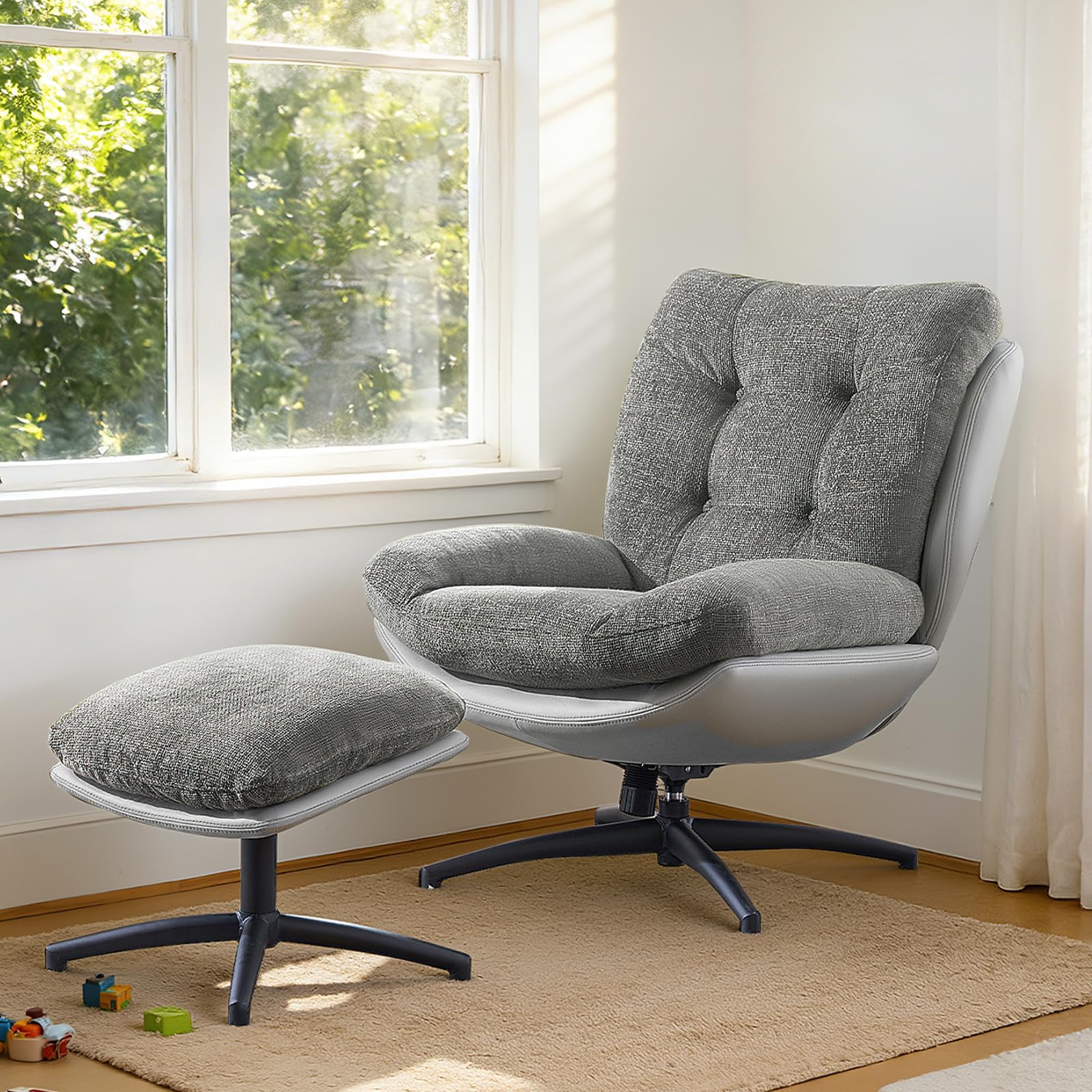 Swivel Accent Chair with Ottoman