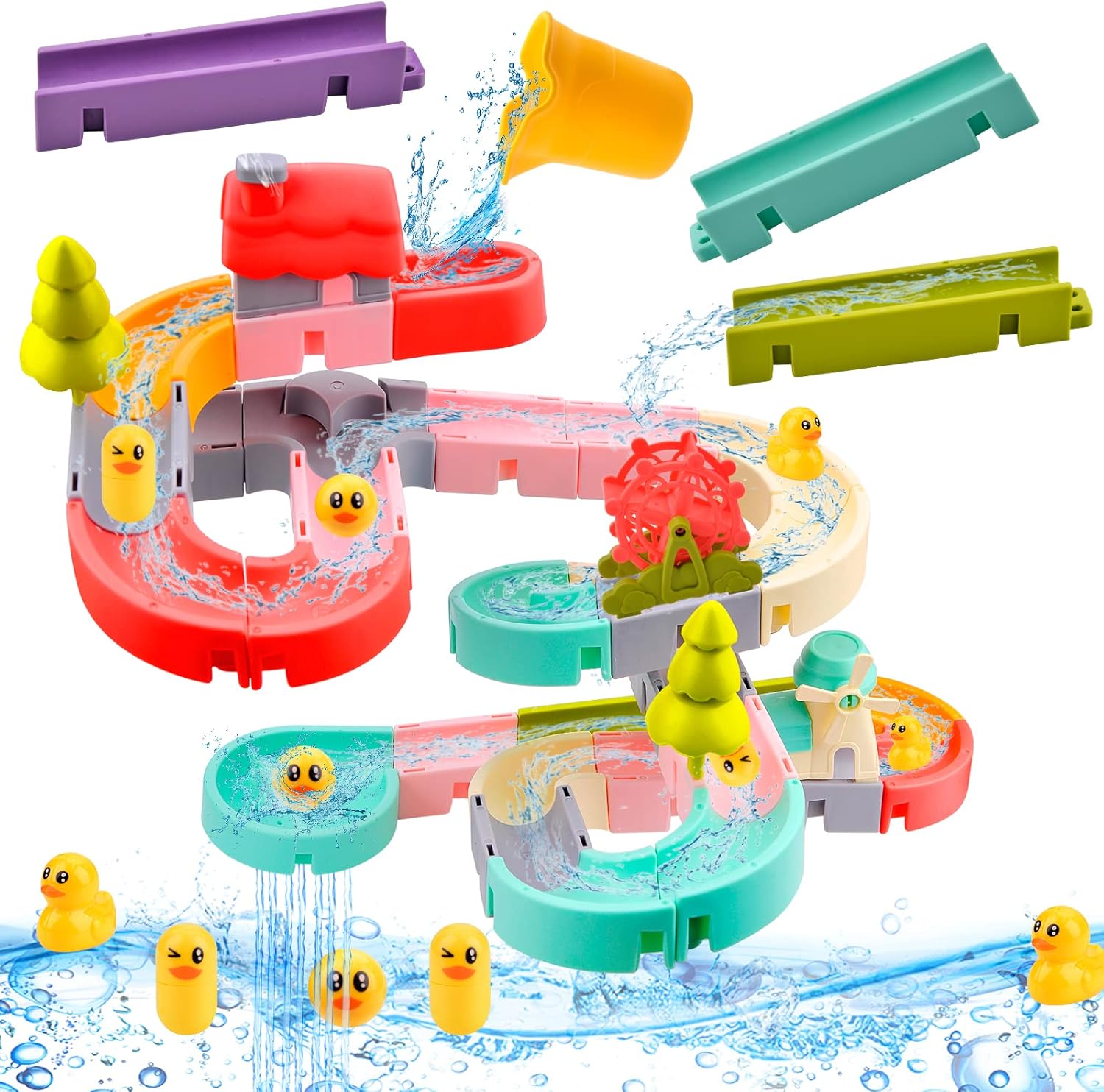 Vibbang Bath Toys for Toddlers, Baby Bath Toys Water Slide With WindUp