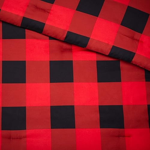 Vista 123 de LINENSPA - Edredón de microfibra hipoalergénico, con relleno sintético, para usar todo el año, tamaño California King, blanco/azul marino Cuadros