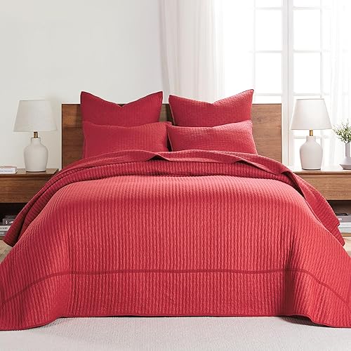 Levtex Home - Juego de colcha de punto de cruz - Colcha individual y una funda estándar - Patrón de punto de cruz - Colcha (84 x 104 pulgadas) y