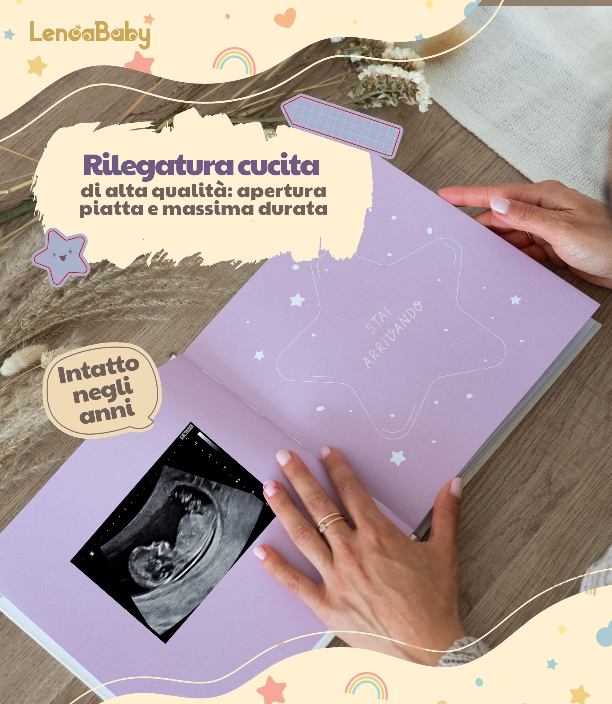 Album Nascita Bambina e Bambino Il Mio Primo Anno Copertina In Lino e 75 Pagine + Adesivi | Libro Ricordi Neonato Ideale per Regali Nascita Bimba/o | Album Fotografico Neonato per Regali Baby Shower