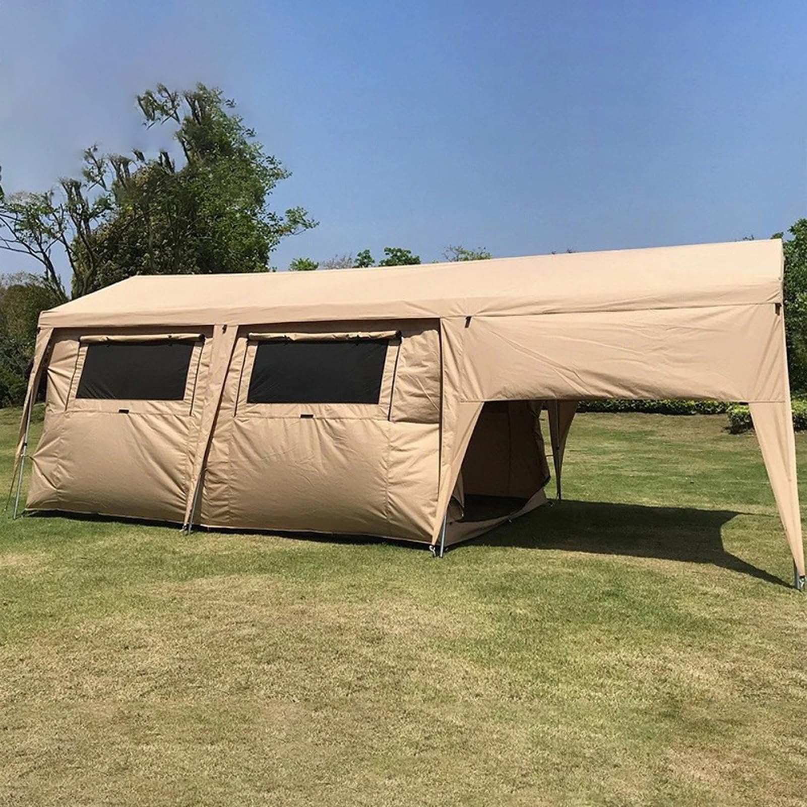 Tenda Glamping Gonfiabile con Pompa, Tenda Gonfiabile per 5~8 Persone, Tenda da Campeggio Esterna di Lusso per Famiglie Tenda ad Aria Gonfiabile, Facile Installazione