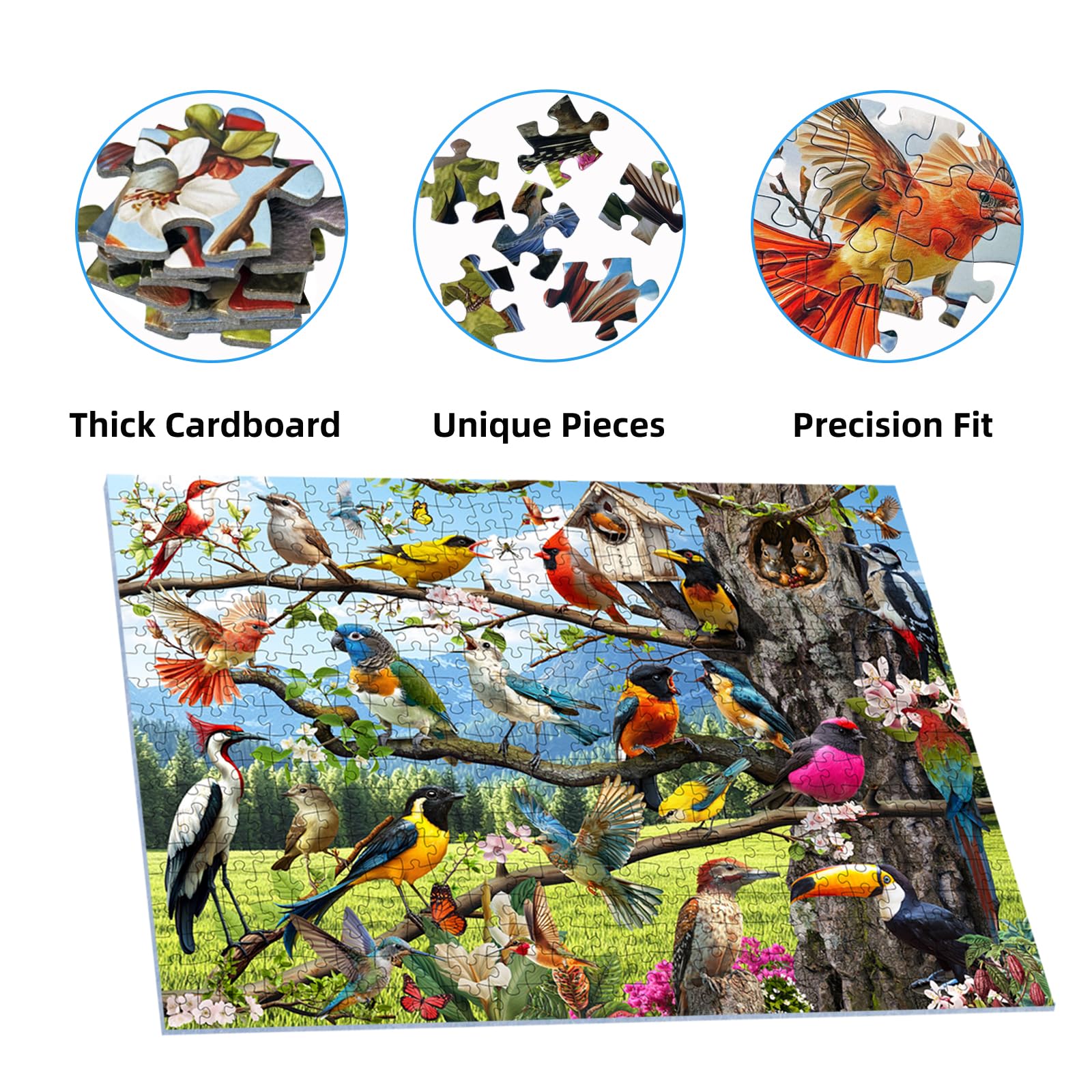 JOYZEXY Jigsaw Puzzles 500 Pieces, Wild Birds Puzzles for Adults, Nature Puzzle with Hummingbirds and Flowers Colorful 500 Piece Puzzle - Image 3