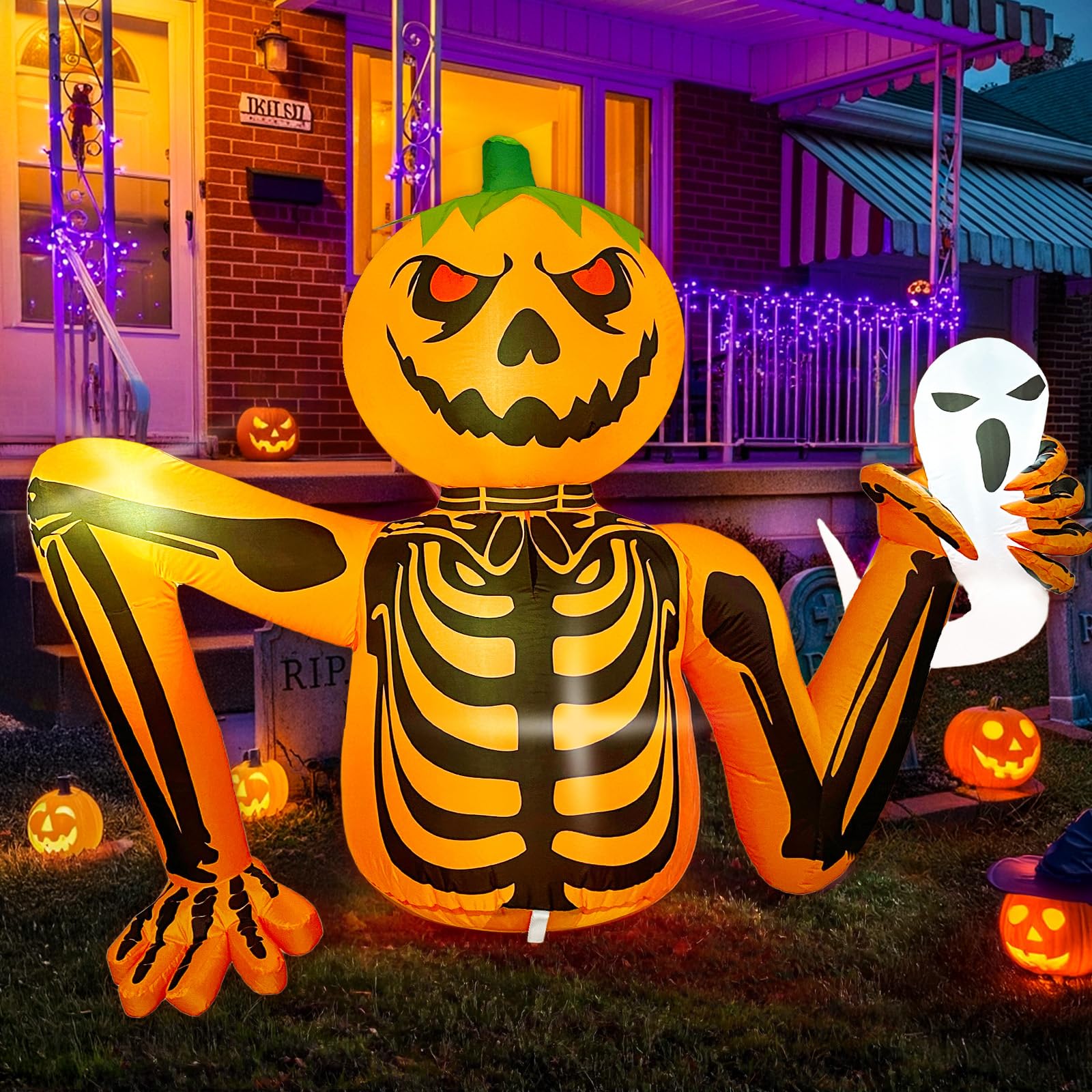 Citrouille gonflable d'Halloween 1,5m décorative pour jardin et porche