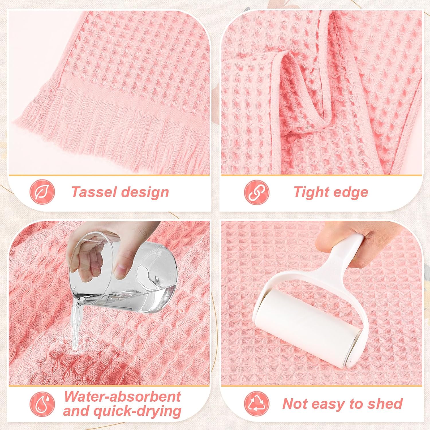 3 Pack Waffle Bath Towels 100% Cotton Oversize Waffle Towel Quick Dry Absorbent Soft Lightweight for Bathroom Shower Blanket Spa Yoga Beach Pool Travel (Pink,Blue,Gray,71 x 35 Inch)