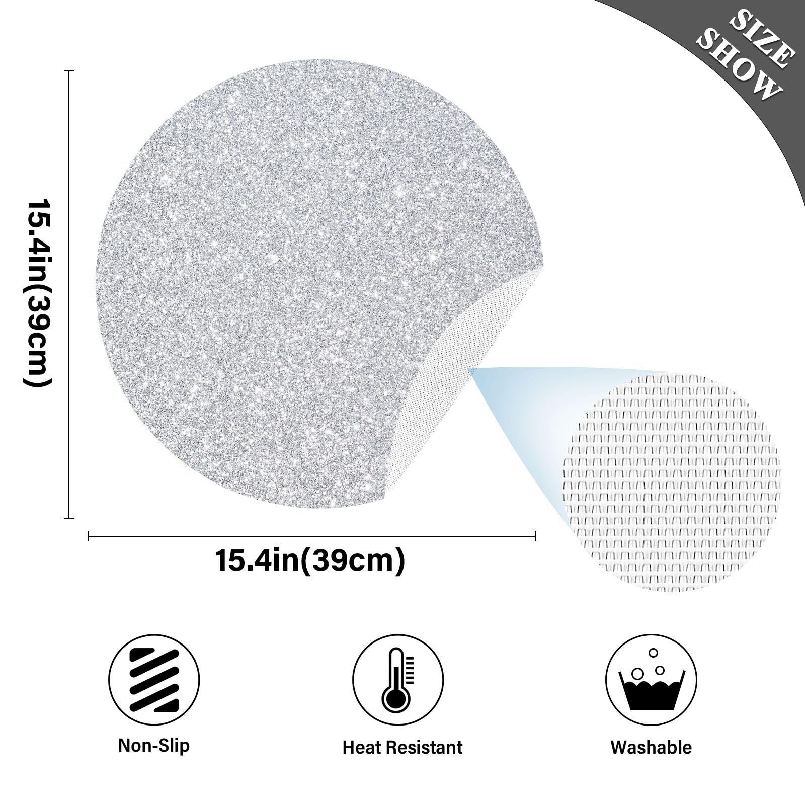 Amazon.com: Round Placemats Silver Placemats Silver Glitter 