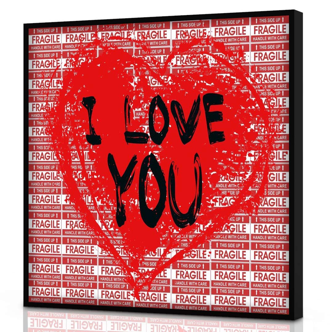 Amazon Com Crazy George Fragile Heart Framed Wall Art I Love You Wall Decor For Home Exclusive Wall Decorations For Living Room Bedroom And Office Decor Romantic Inspirational Wall Art 15 7x15 7x0 47 In Posters