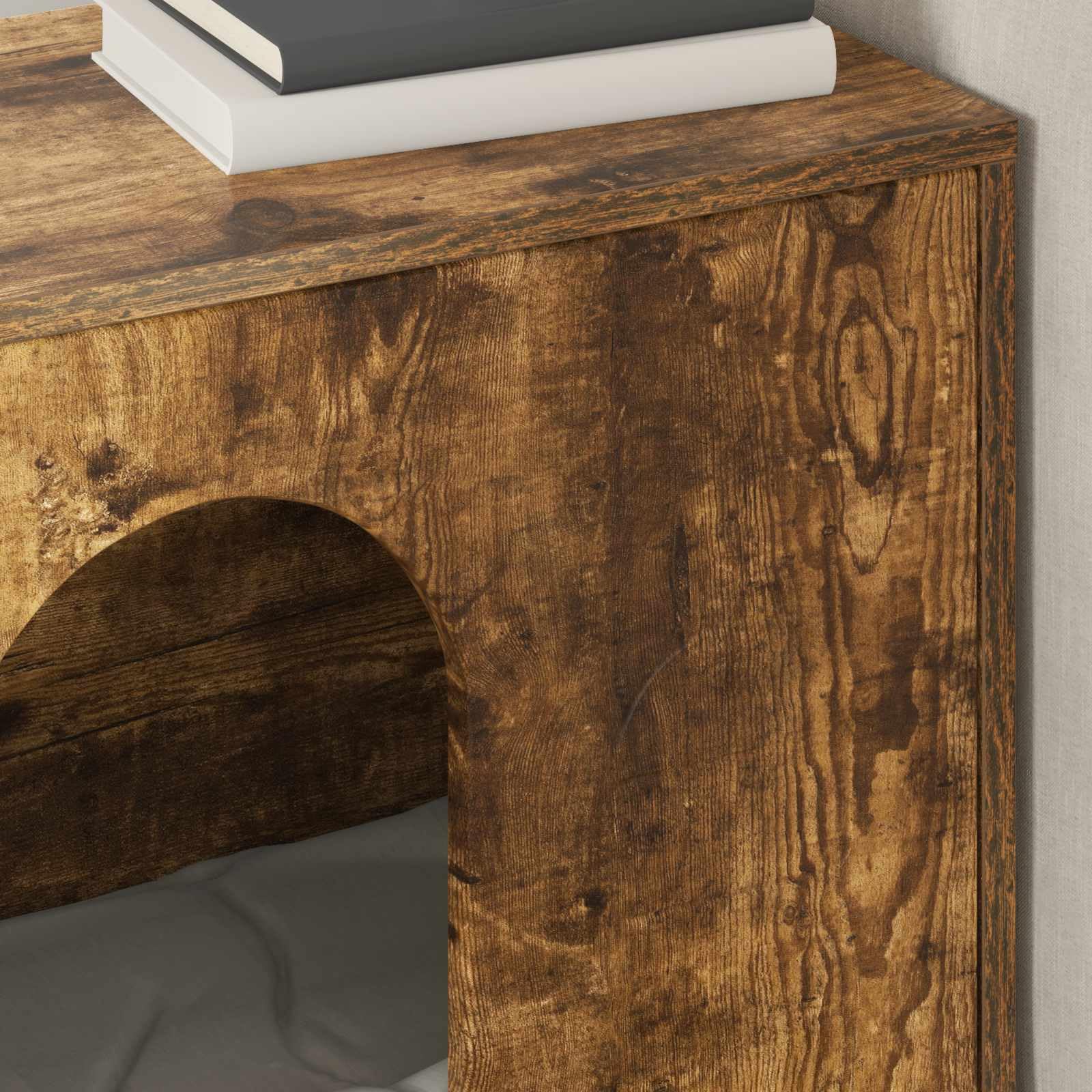 Katzenhaus Holzwerkstoff Geräucherte Eiche 51 x 30 x 52 cm | Stabiler Rückzugsort fürs Wohnzimmer ausHolzwerkstoff mit 60 kg Belastbarkeit und minimalistischem Design.