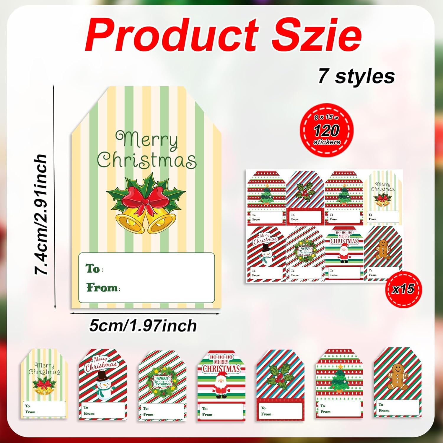120pcs Gift Tags for Christmas, Christmas Thank You Stickers Self-Adhesive Tags Xmas Name Presents Labels for Festive Gifting Decorations (Style 1) - Image 2