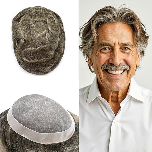 Miniatura 140 de Mens Toupee Hair Piece For Men Fine Mono Men Hair System Toupee For Men Hair Piece Real Human Hair System For Men Protesis Capilar Para Hombre 6x9