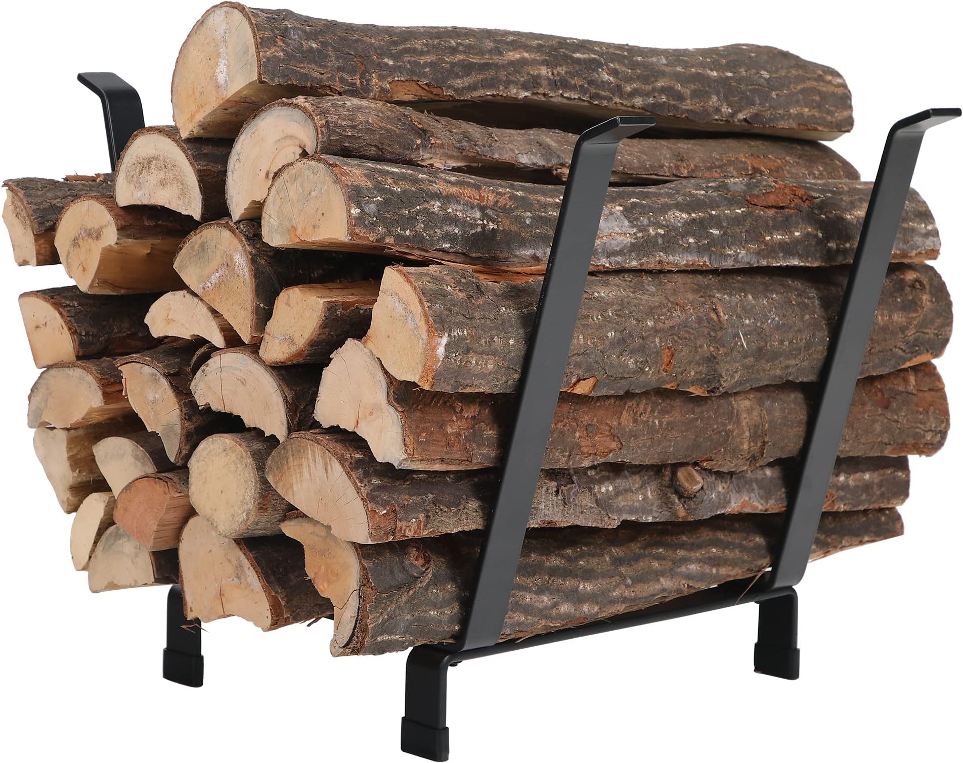 Sophia & William Small Metal Firewood Rack Indoor Outdoor, Log Holder to Store Firewood, Firewood Log Rack Wood Holder for Fireplace Fire Pit Stove Brazier, 20"L*13"W*15"H, Black
