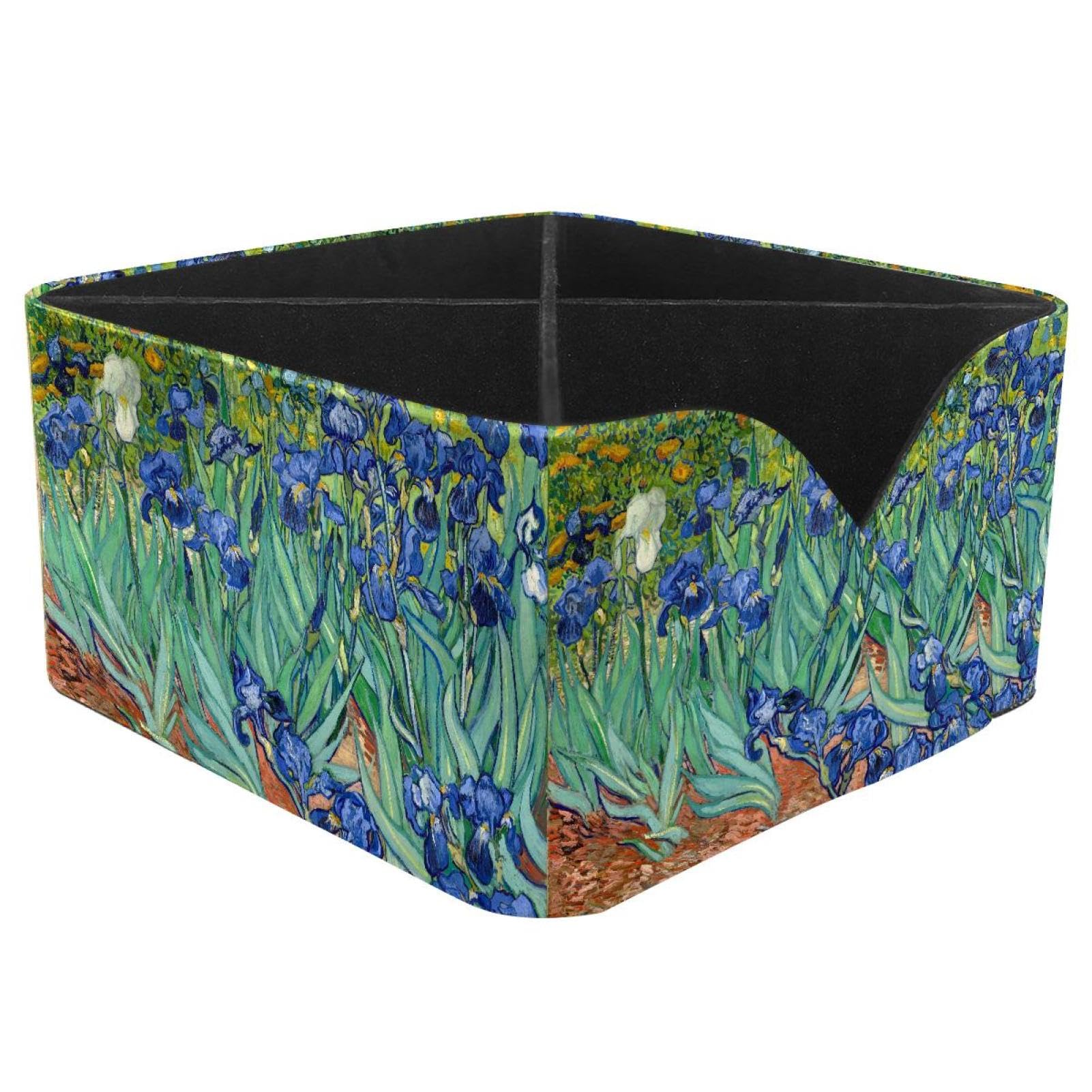 KengjuTesu Vincent Painting Irises Desktop Organizer Pen Holder, Rectangular Pencil Cup for Office, Study and Makeup Stations