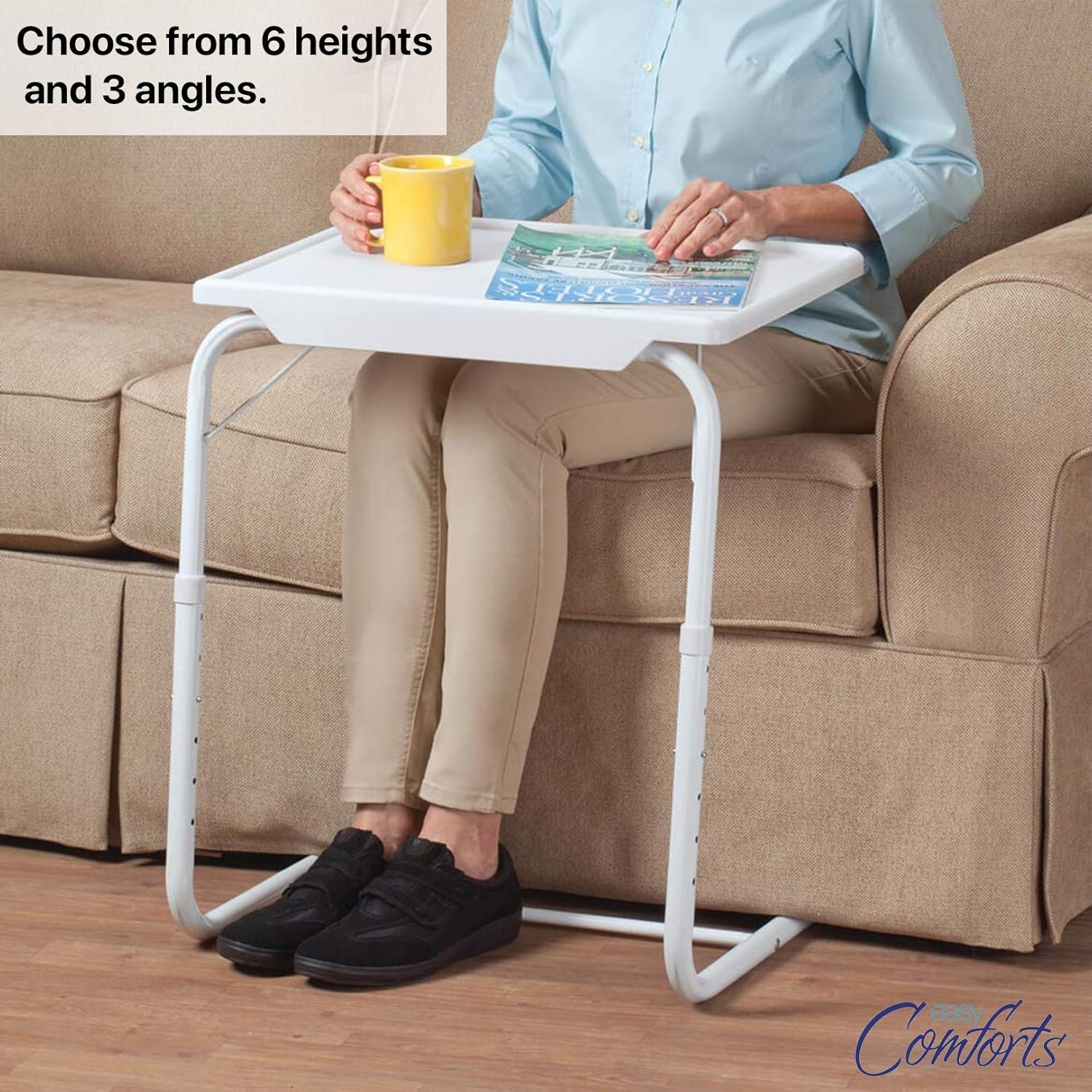 White Adjustable Height and Angle Tray Table