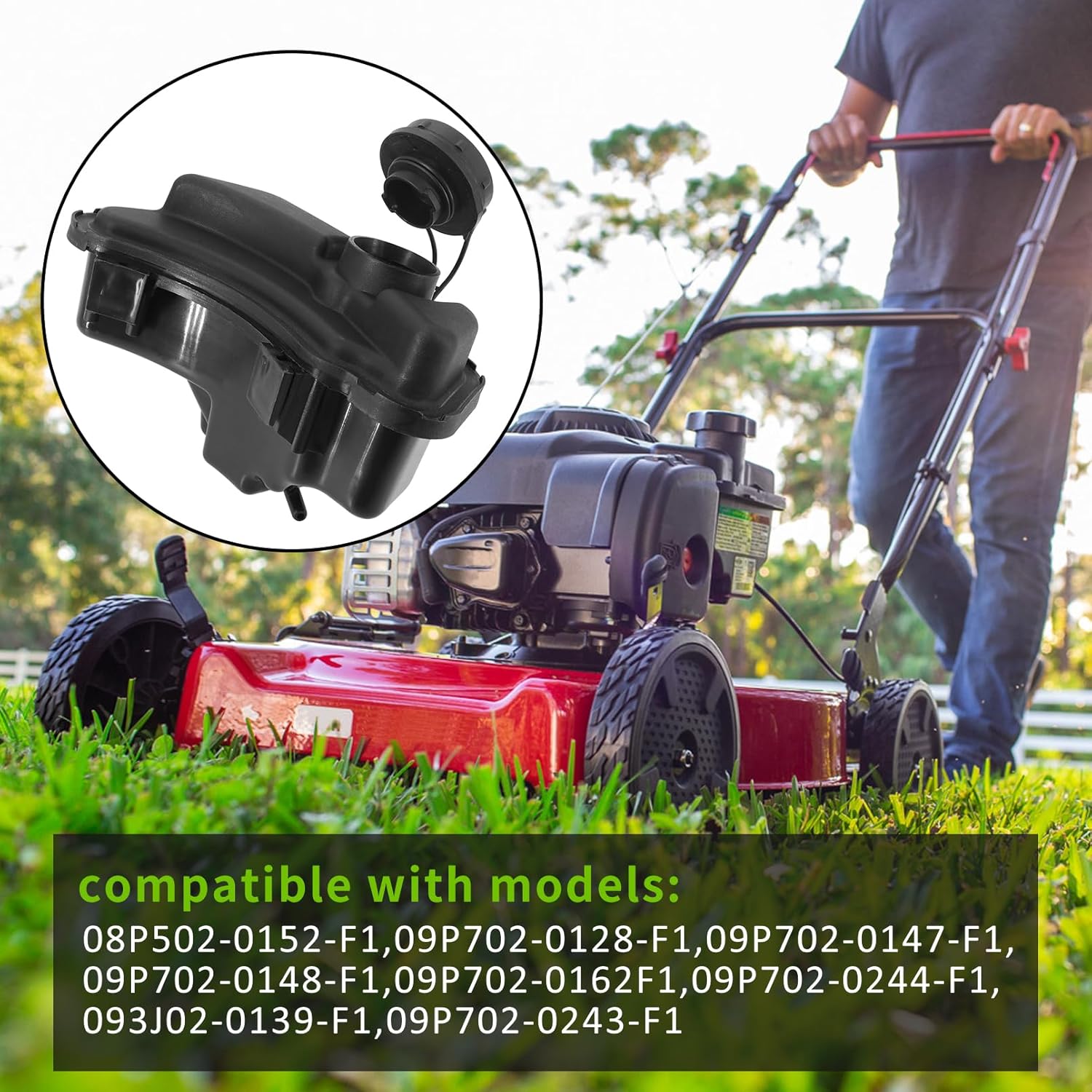 596251 Engine Fuel Tank w/ Fuel Line & Fuel Shut-Off Valve for Lawn & Garden Equipment, Black