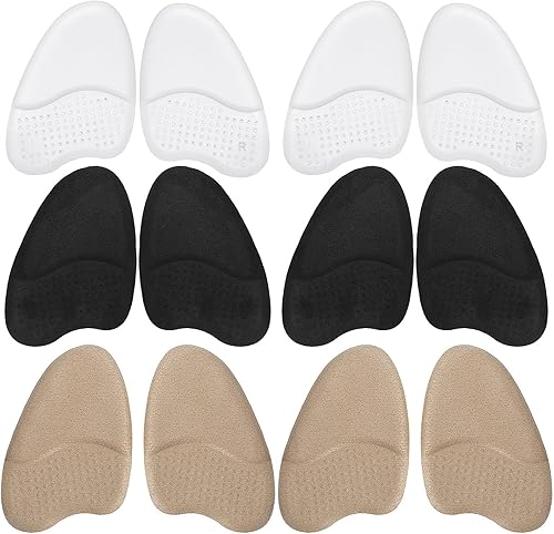 6 pares de almohadillas metatarsianas, almohadillas reutilizables para el antepié, almohadillas de tacón alto para mujeres