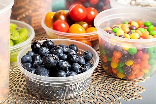 Miniatura 4 de SafeWare Contenedores de plástico para comida Deli con tapas herméticas 50 juegos, paquete en combo pequeño antiderrames reutilizables, de