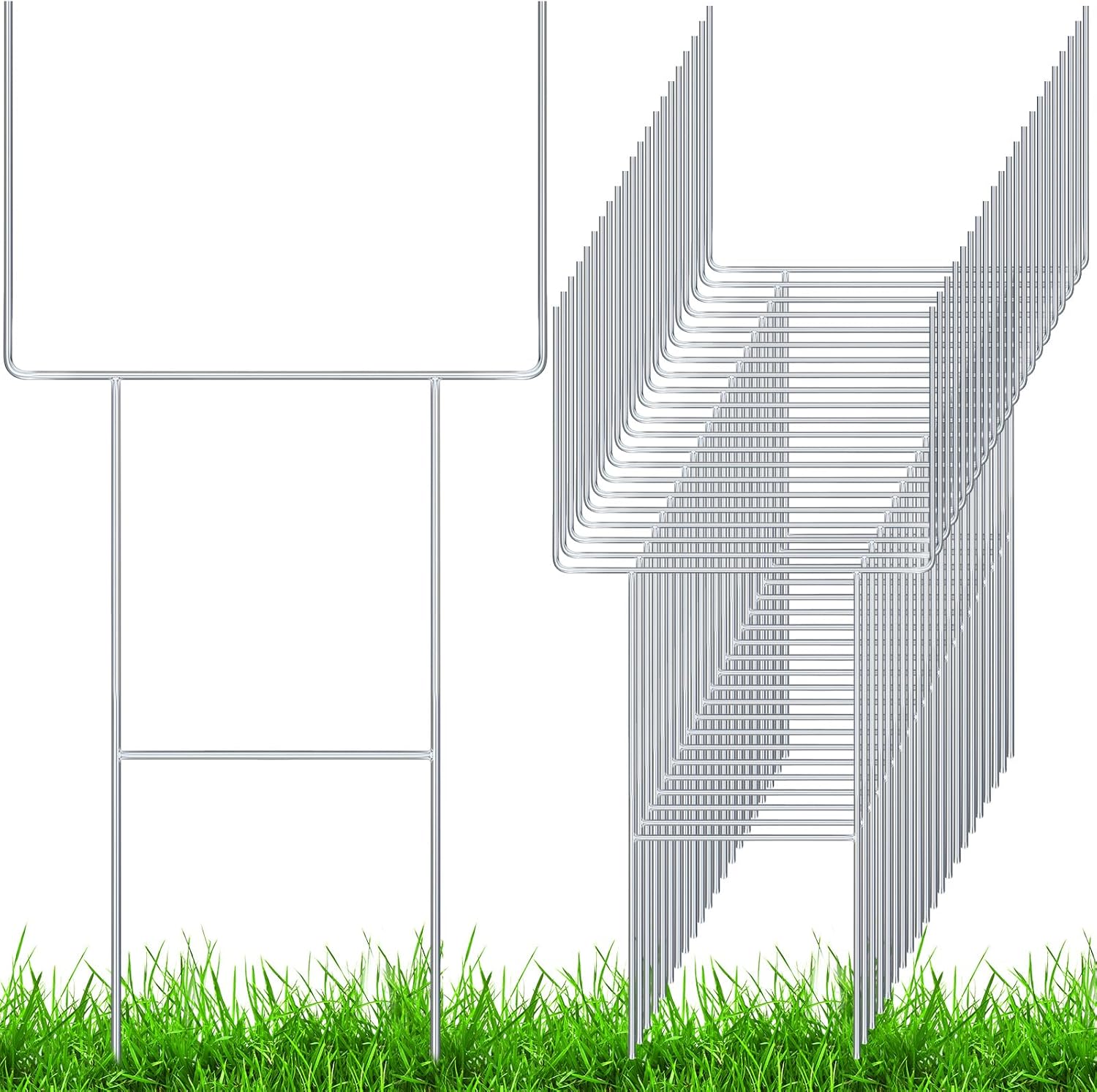 Therwen Metal Yard Sign Stakes H Frame Wire Stakes 20 x 10