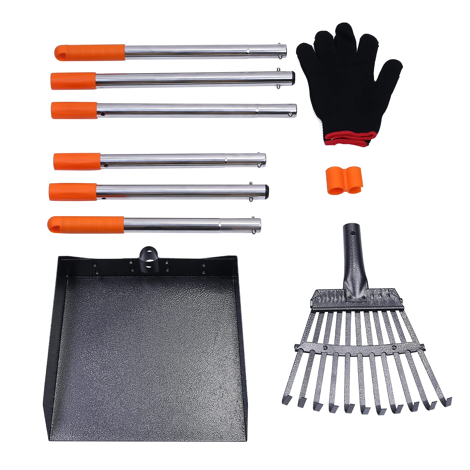 PETTOM Hundekotschaufel Set Pet Poop Tray Rake und Spade Set für große mittlere kleine Hunde - 97cm Lange verstellbare Griff mit EIN Paar Handschuhe