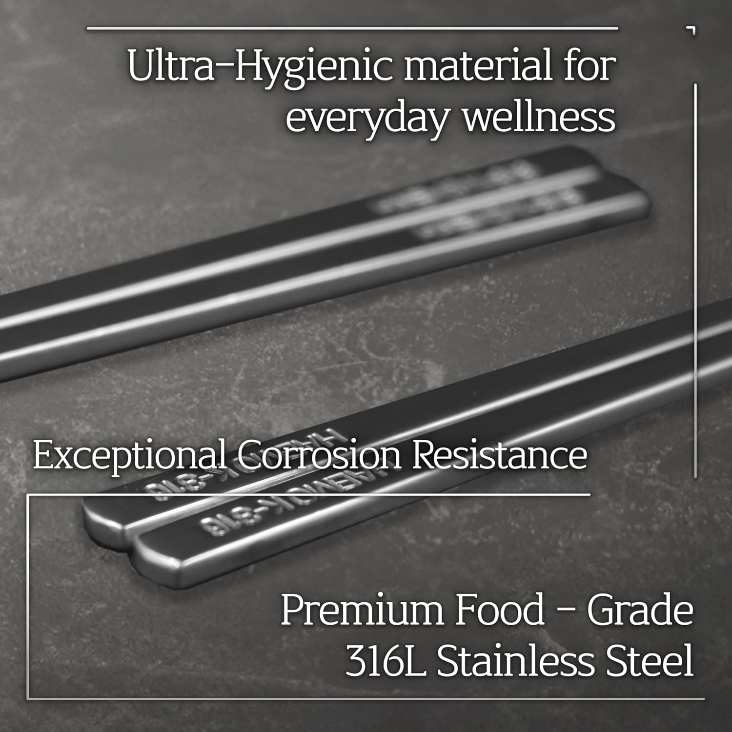 Korean Chopsticks Set, Premium 316 Stainless Steel, Made in Korea, 6 Pairs Multi-Set, Designed for Family Dining with Dual Size Design
