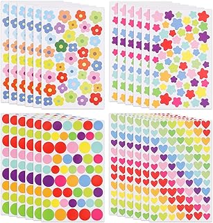 1990pcs Reward Stickers, 24 Sheets Colorful Reward Stickers for Students Mini Flower, Star, Heart Dot Stickers for Kids Reward Self Adhesive Stickers for Teachers Classroom Reward Supplies