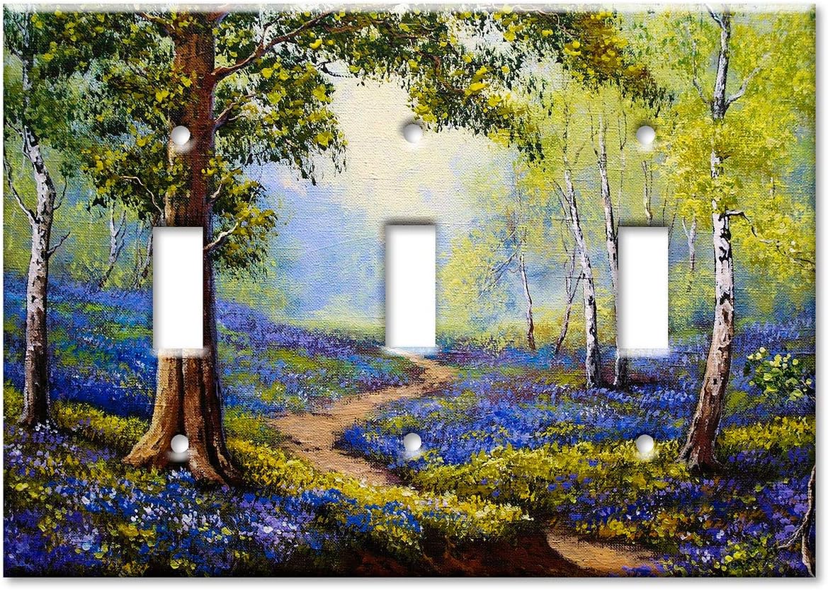 Art Plates 3ギャングトグル特大スイッチプレート/オーバーサイズウォールプレート - 春の時間 森