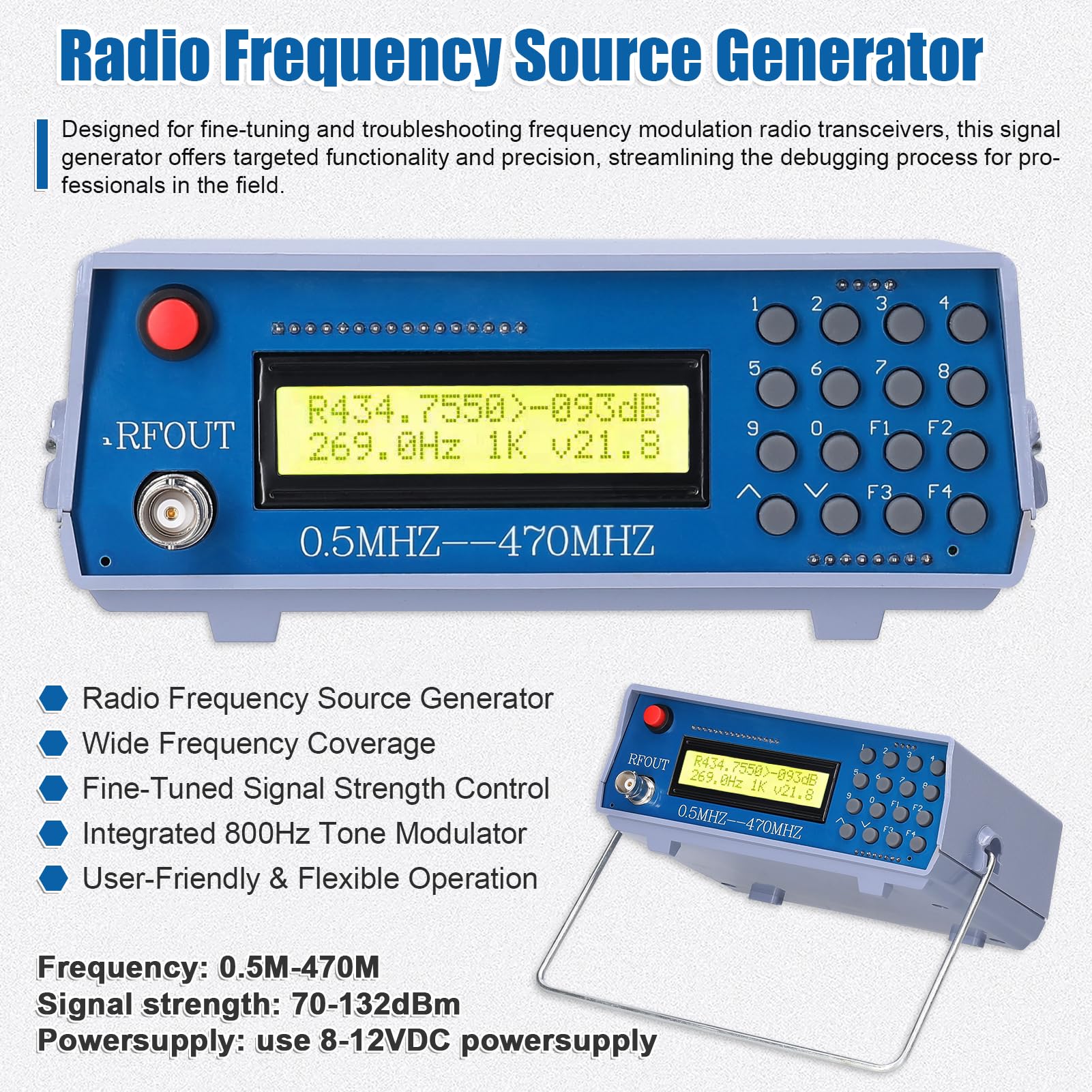 Generador de Señal Probador de Instrumentos Herramienta Modulación Frecuencia Precisión para Profesionales Modulador Tono Incorporado 800 Hz para Entusiastas la Comunicación por Radio