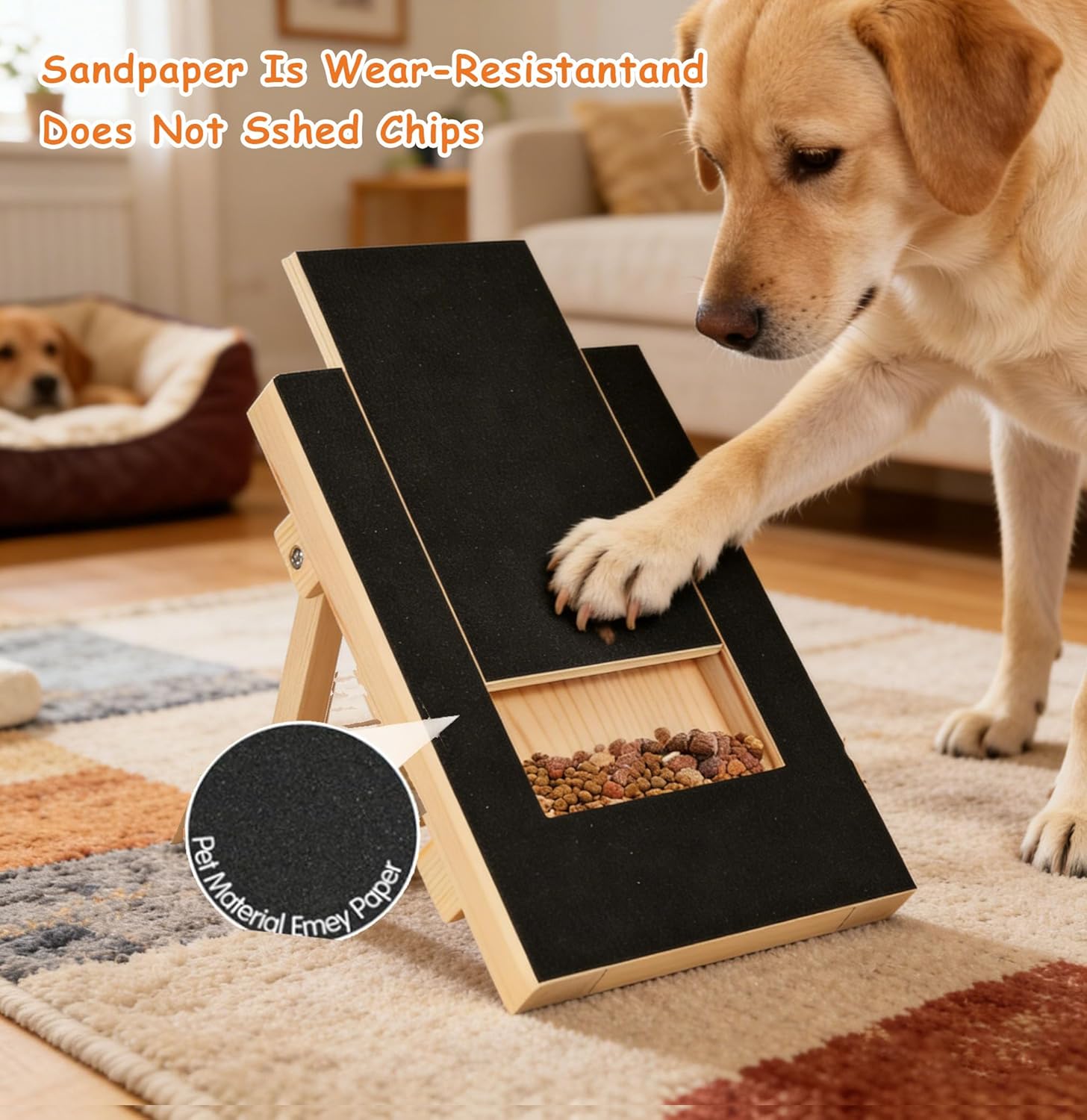 Dog Nail Scratch Board with Treat Draw, Dog Scratch Pad for Nails, Durable Wooden Nail Filing Board with Treat Drawer Interactive Training Tool All Breeds Nail Care