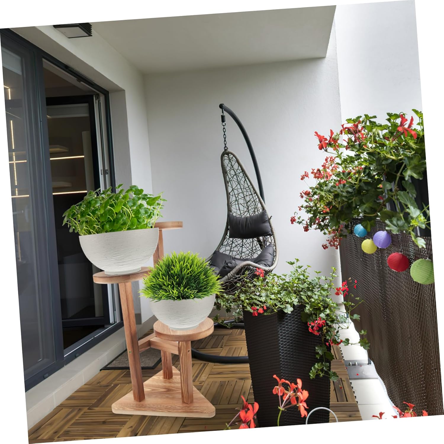 Hemoton Tall Plant Stand Multi-tiered Display Shelf for Use for Corner Spaces Rustic Finish Wood Construction for Flower Pots and